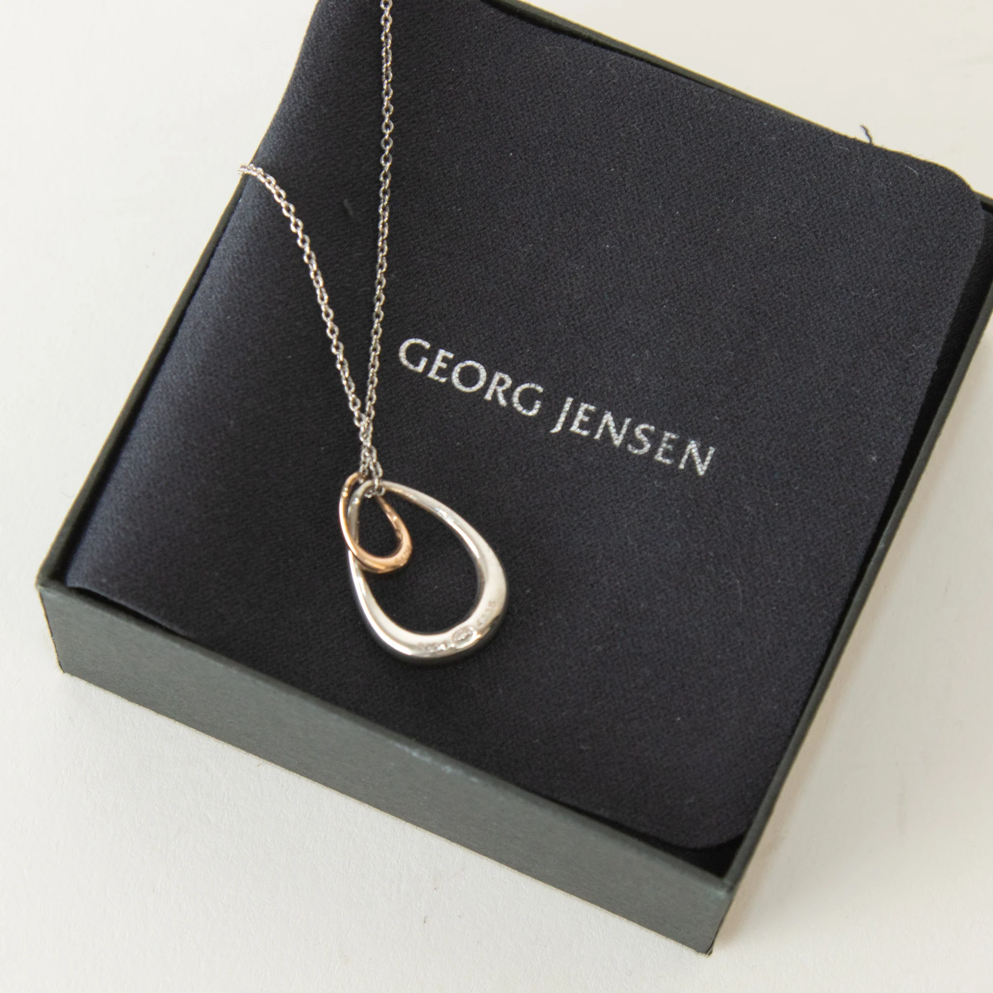 Georg Jensen Sterling Silver 18ct Rose Gold Off Spring Necklace With Pendant - Image 9