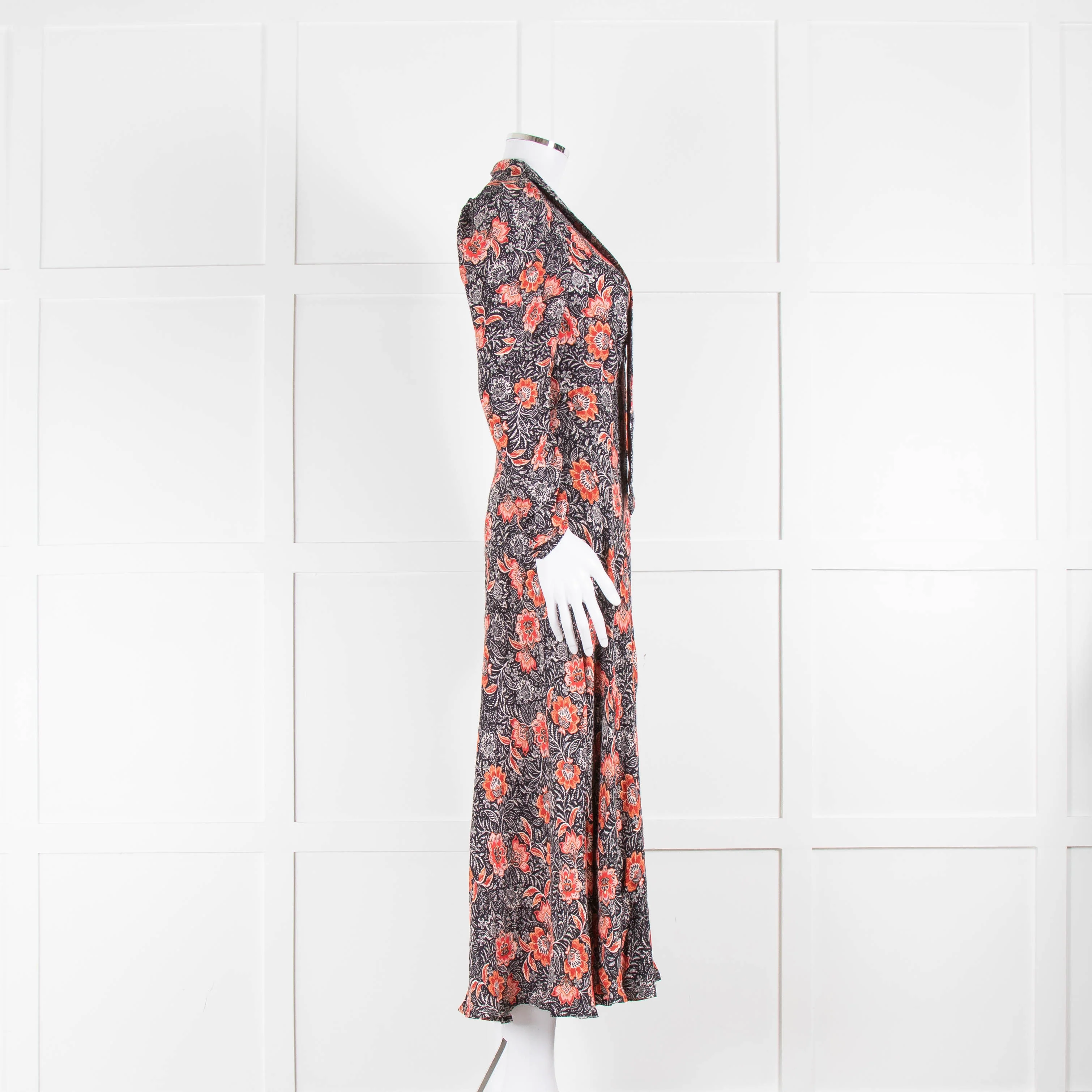 Ghost Black Dress With Red Flower Print - Image 2