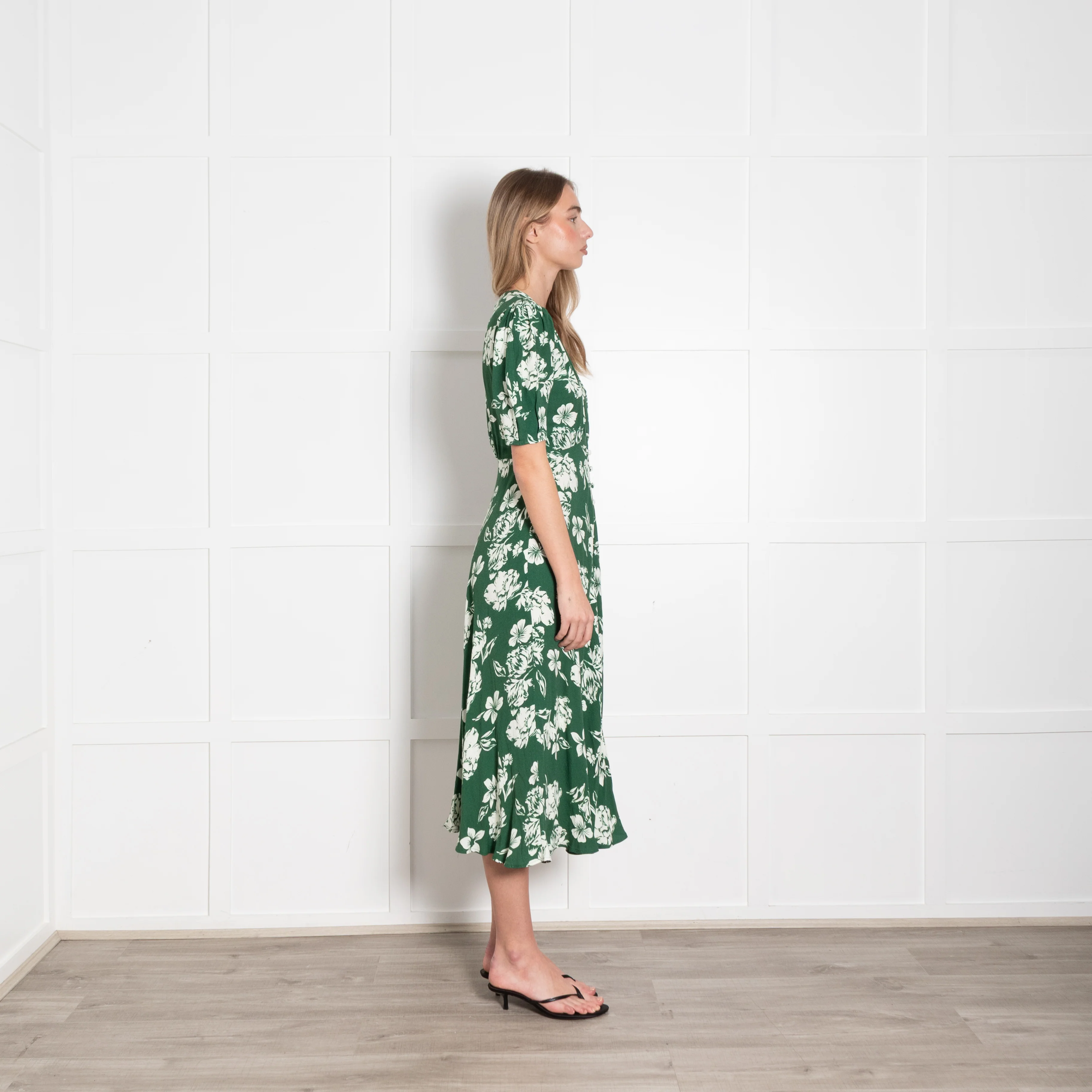 Ghost Green Cream Floral Short Sleeve Dress - Image 6