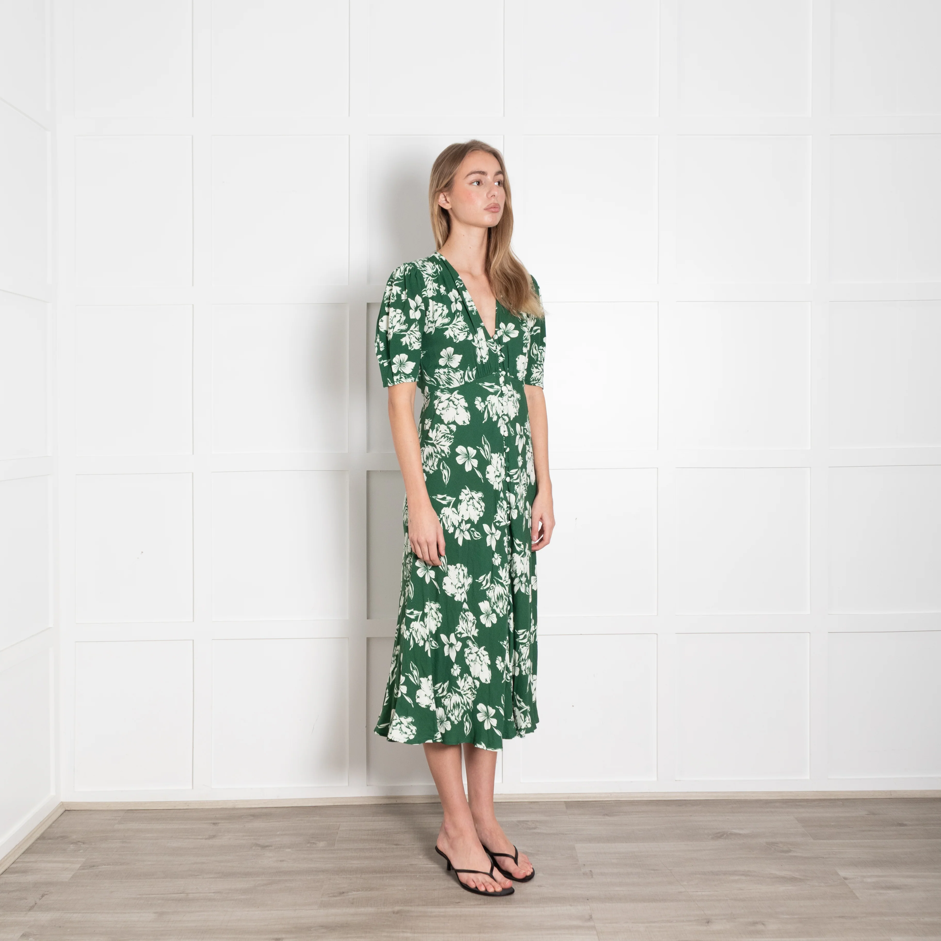 Ghost Green Cream Floral Short Sleeve Dress - Image 7