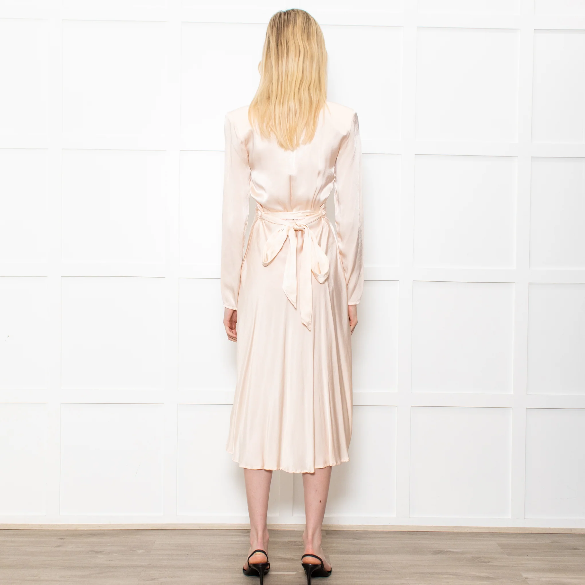 Ghost Midi Champagne Button Front Dress With Long Sleeves - Image 5