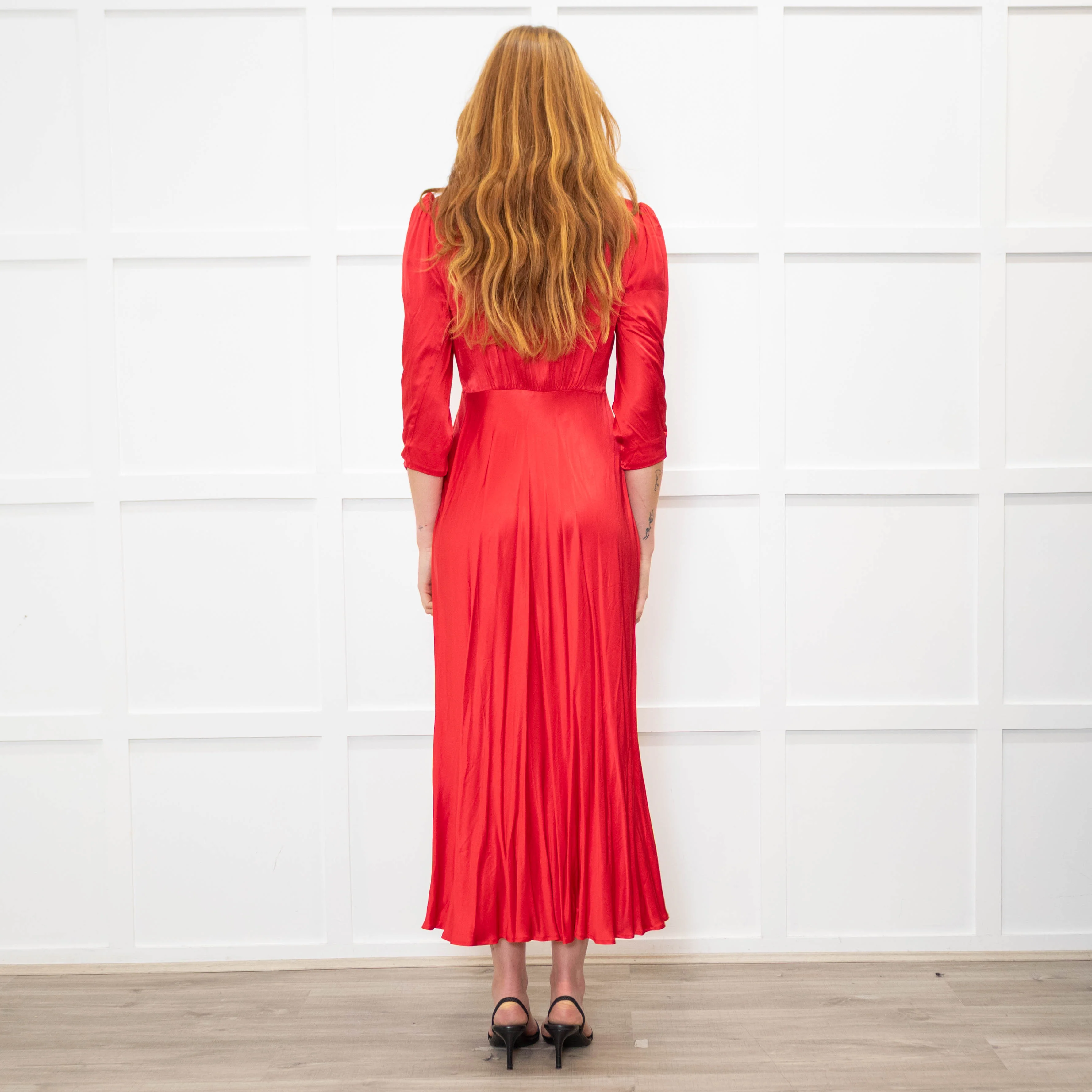 Ghost Red Button Front Tea Dress - Image 5