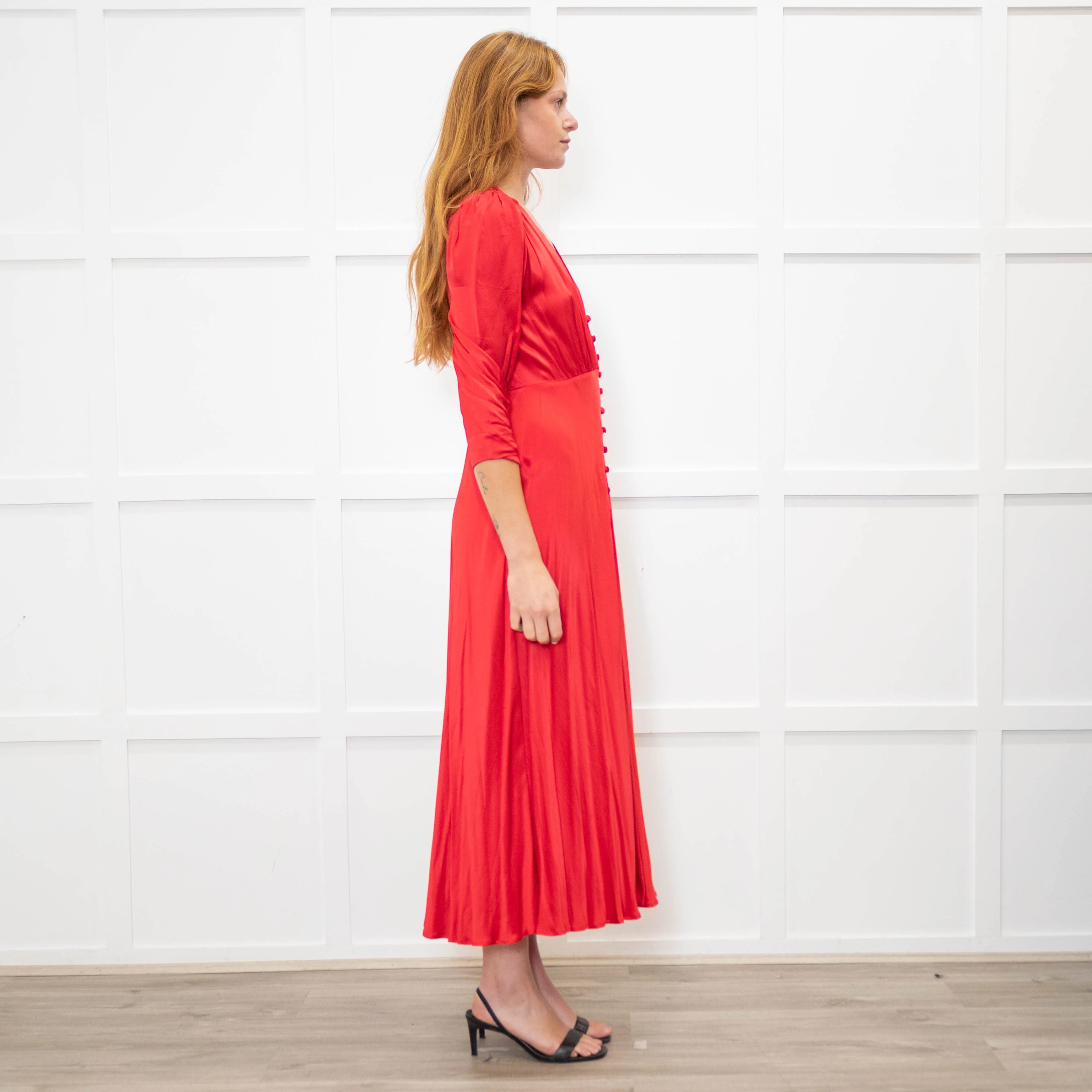 Ghost Red Button Front Tea Dress - Image 6