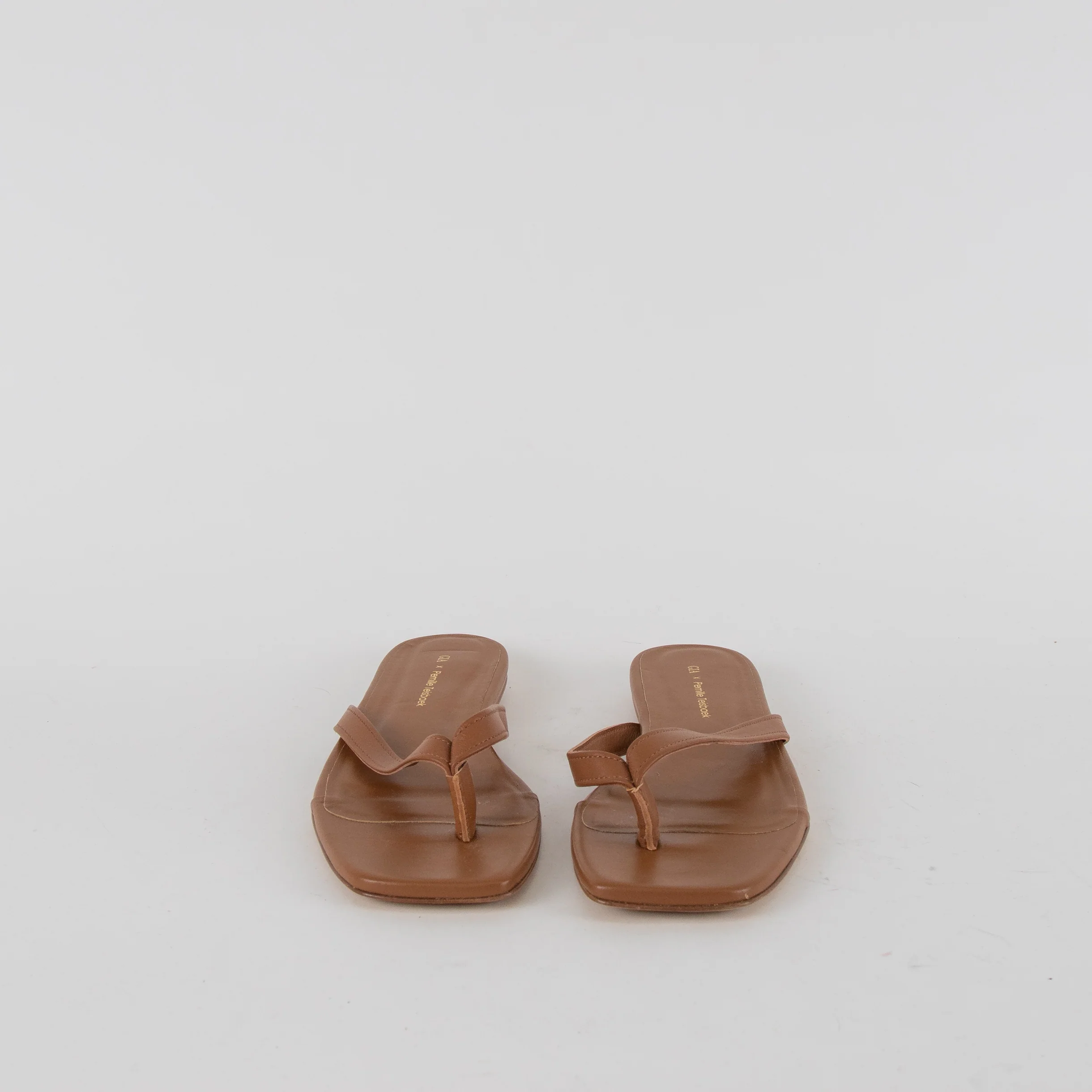 Gia X Pernille Teisbaek Tan Leather Flat Flip Flops - Image 2