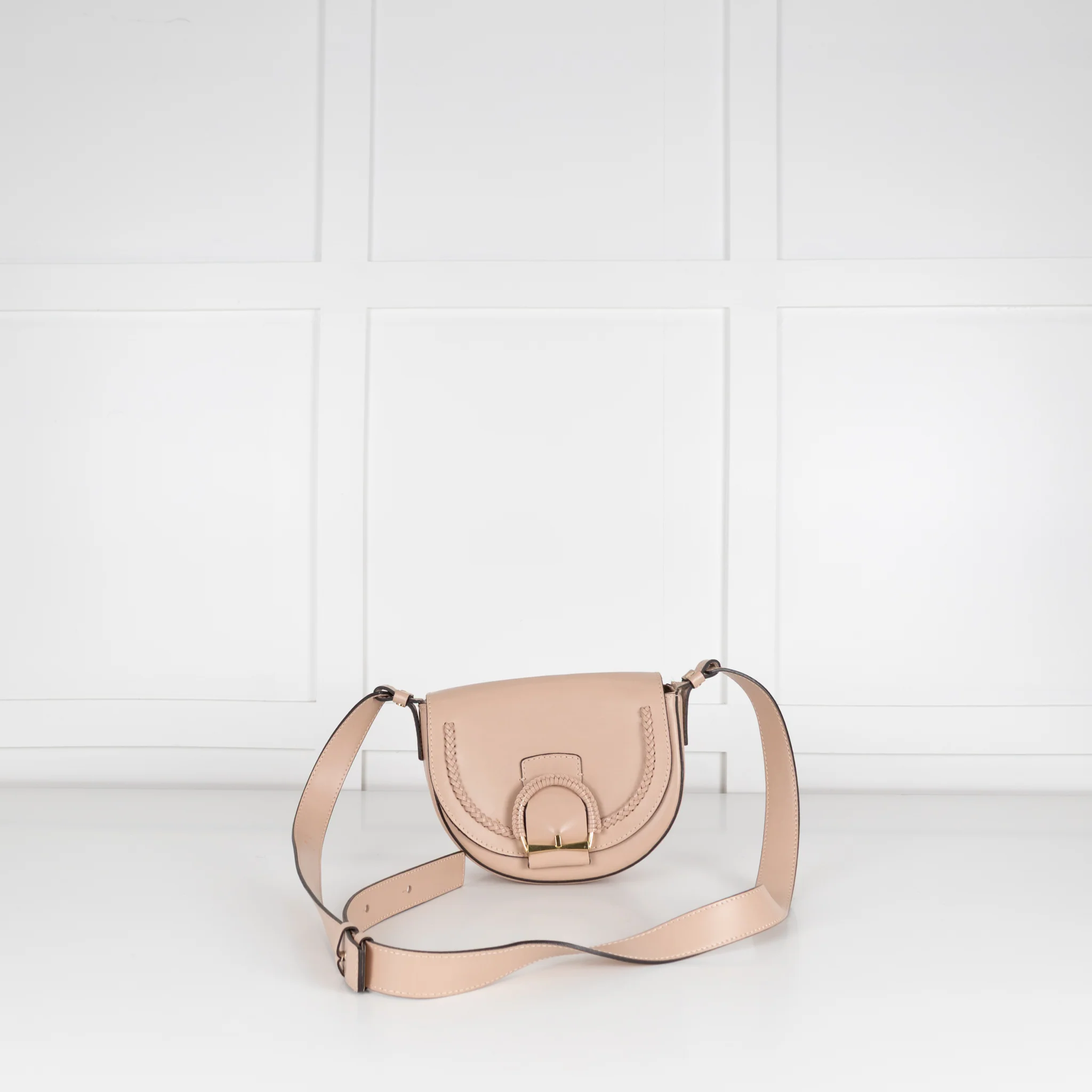 Gianni Chiarini Beige Leather Small Flap Crossbody Bag