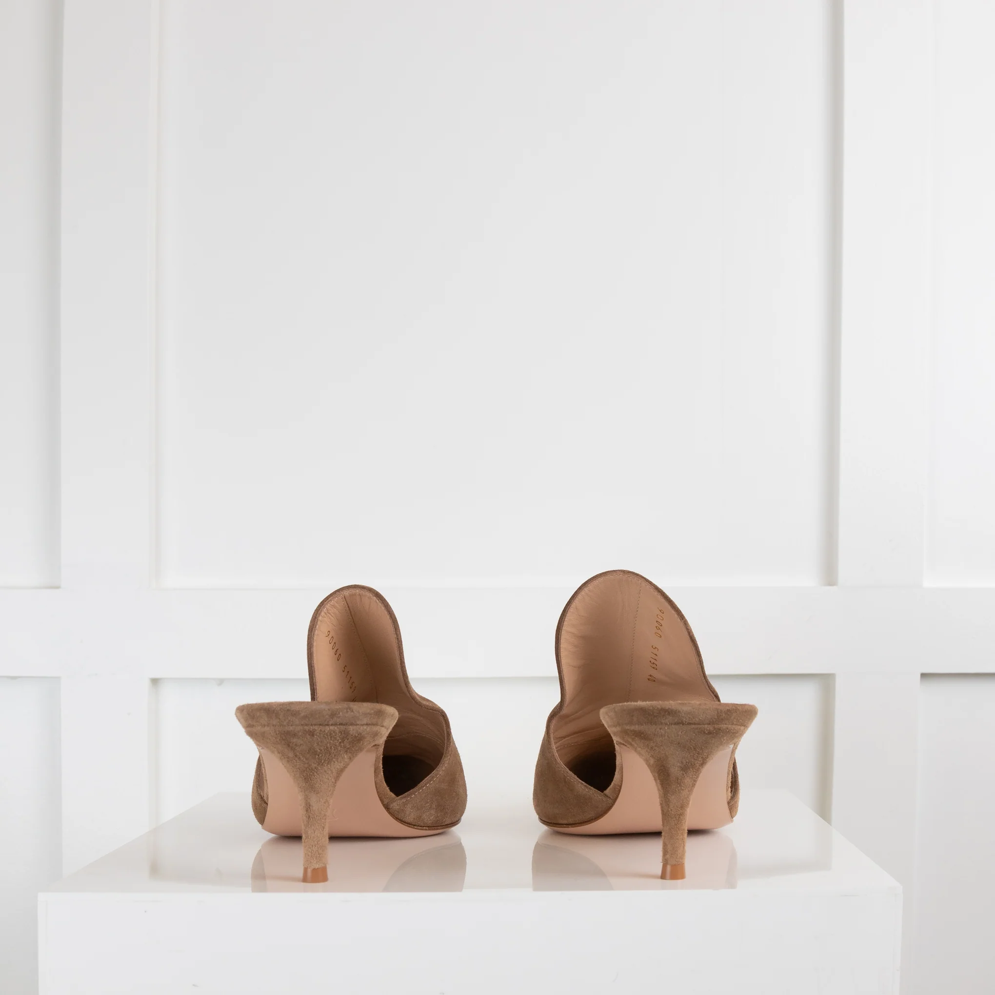 Gianvito Rossi Beige Suede Kitten Mule - Image 4