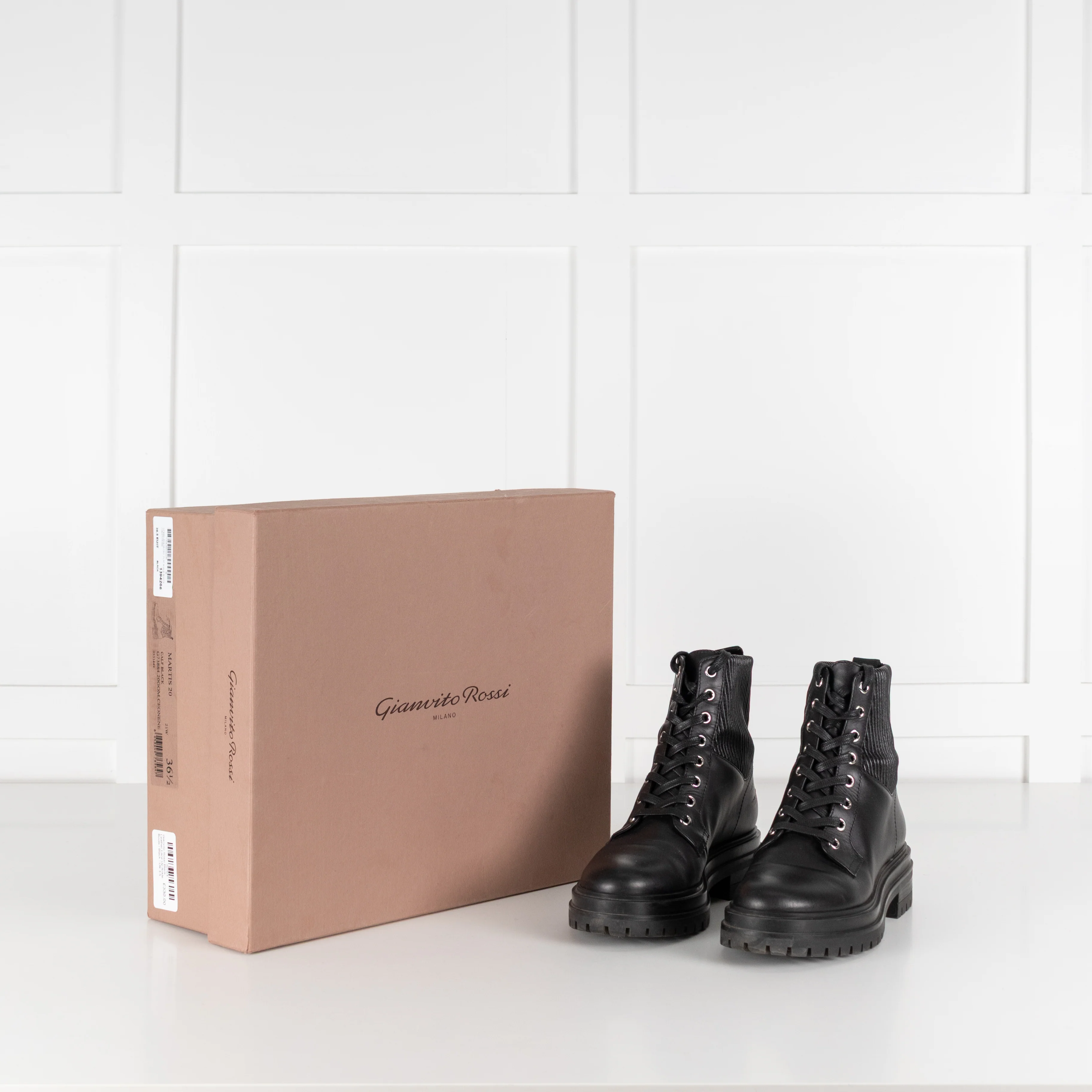 Gianvito Rossi Black Leather Lace Up Ankle Boots - Image 2