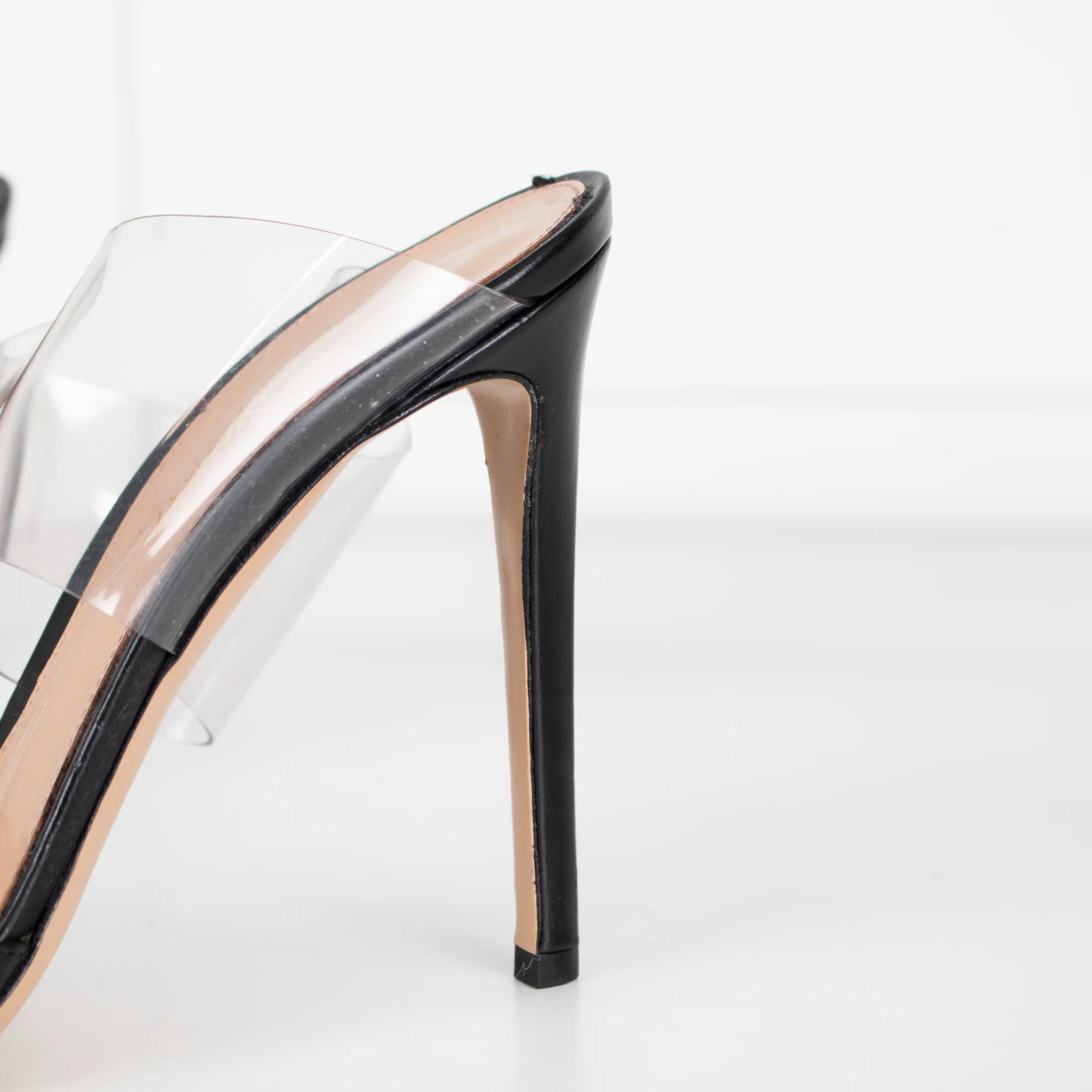 Gianvito Rossi Black Leather Perspex Strap Heeled Mules - Image 10