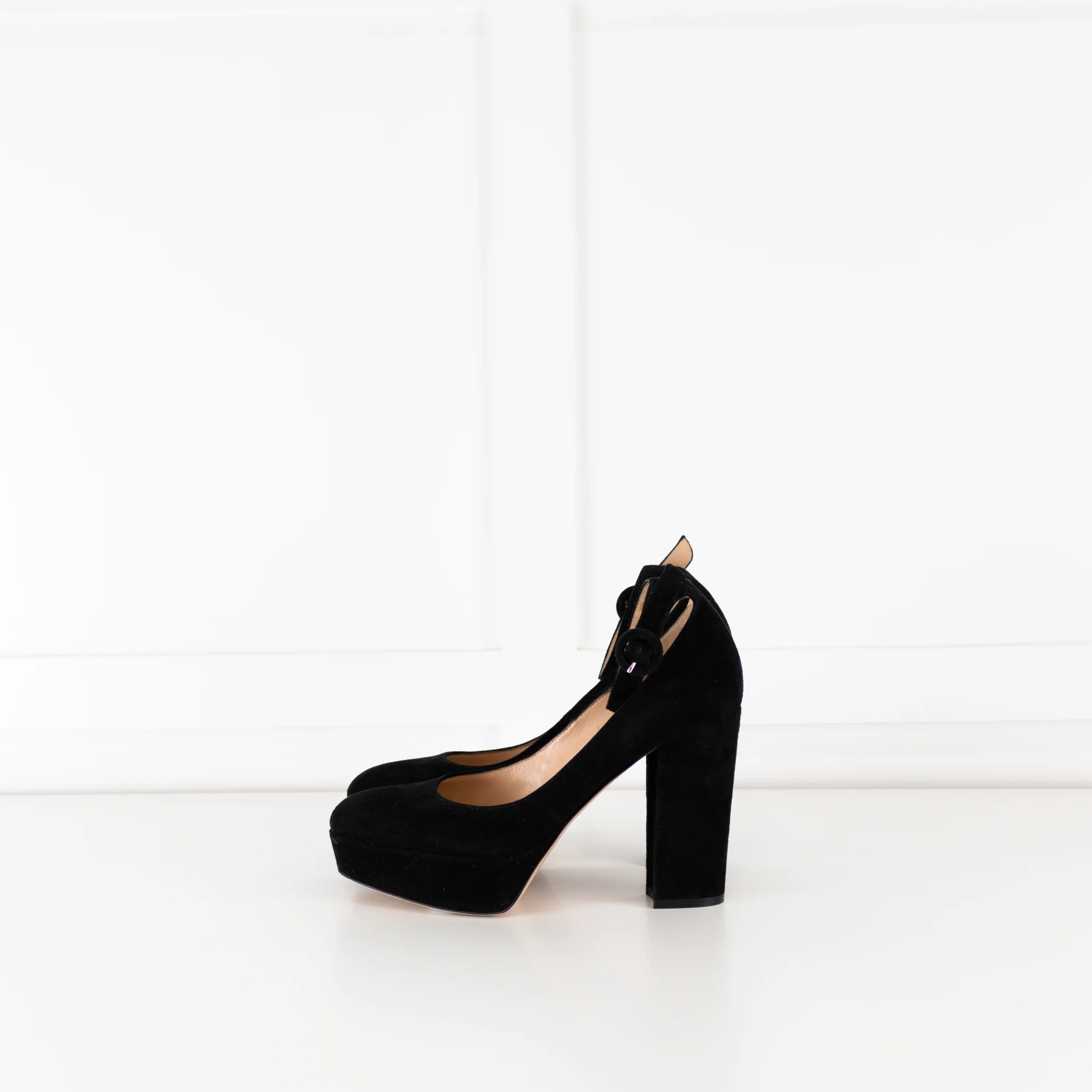 Gianvito Rossi Black Suede Sherry Platform Heels - Image 4