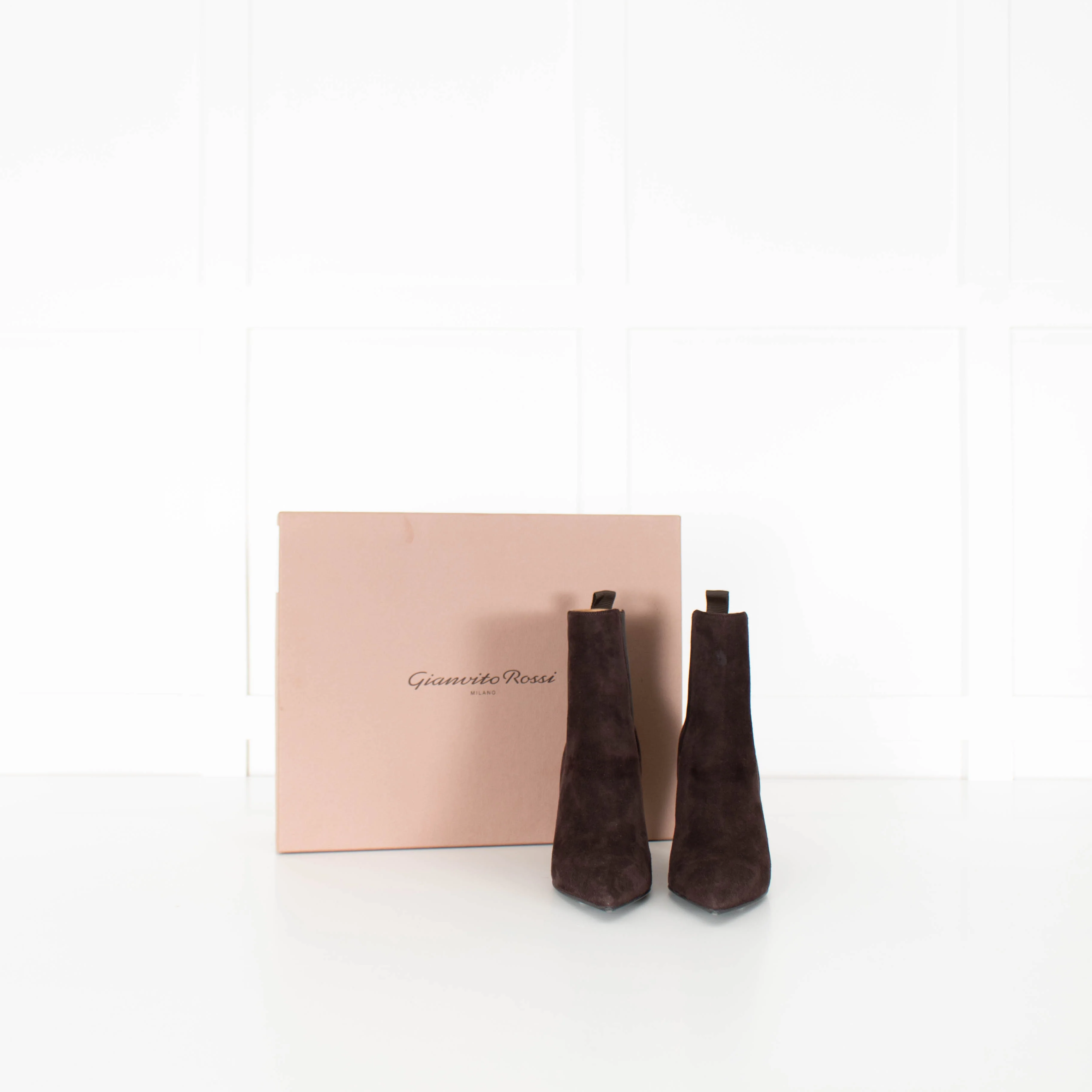 Gianvito Rossi Brown Suede Heeled Ankle Boots - Image 2