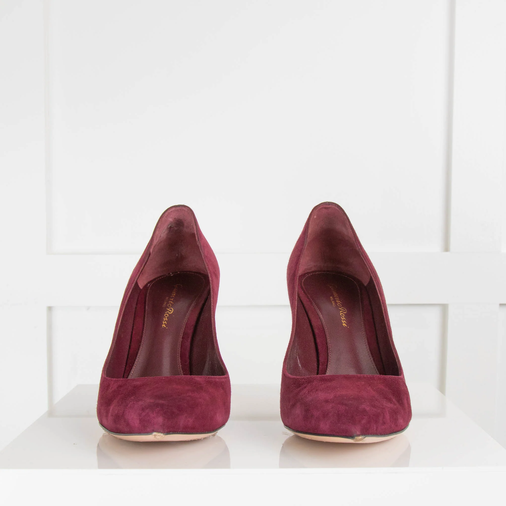 Gianvito Rossi Burgundy Suede Pointed Court Shoe - Image 2