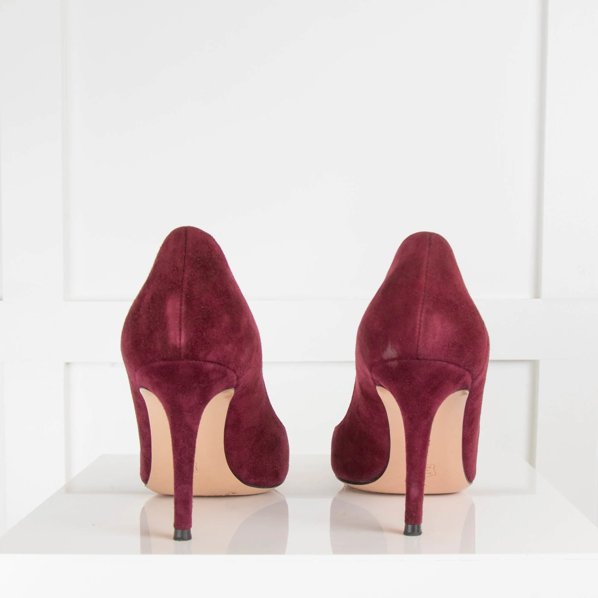 Gianvito Rossi Burgundy Suede Pointed Court Shoe - Image 4
