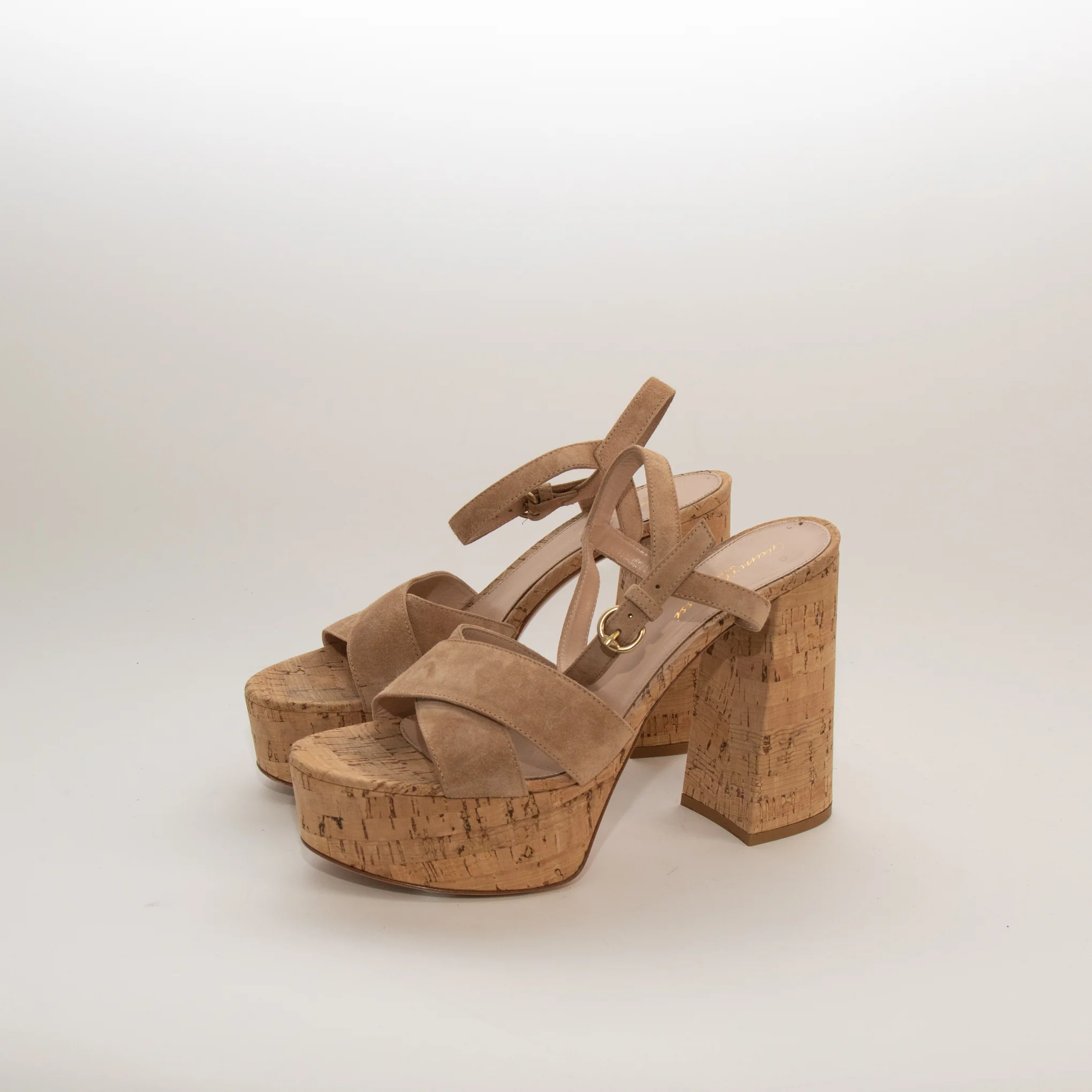 Gianvito Rossi Cork Sole Platform Nude Heels
