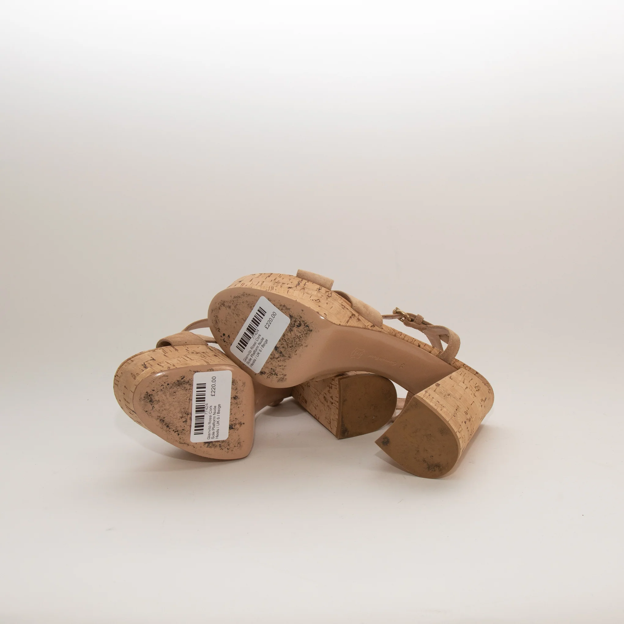 Gianvito Rossi Cork Sole Platform Nude Heels - Image 5