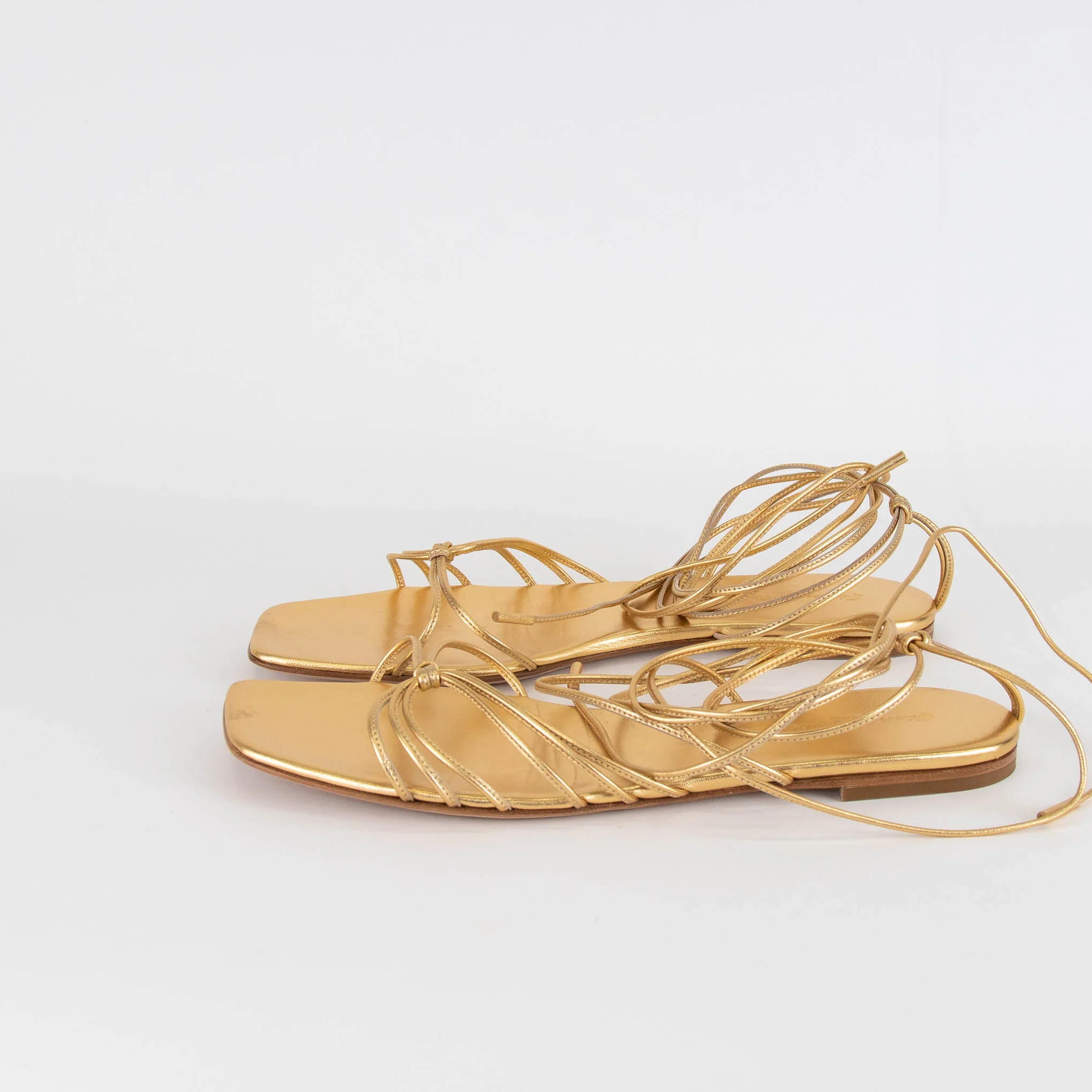 Gianvito Rossi Sylvie Gold Strappy Flat Sandals - Image 3