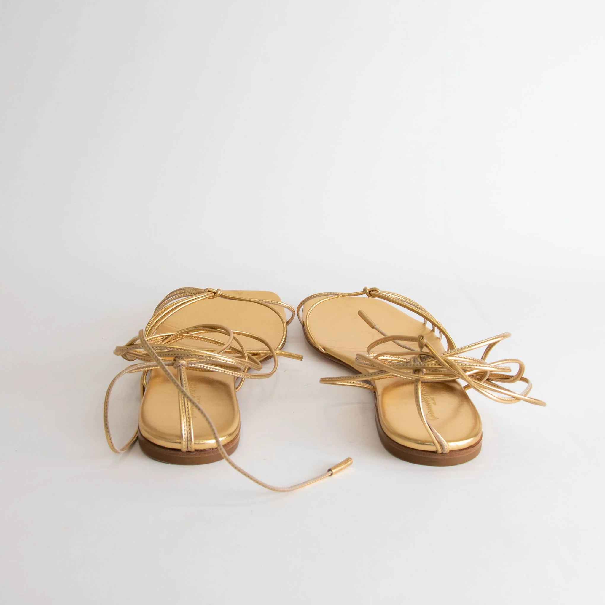 Gianvito Rossi Sylvie Gold Strappy Flat Sandals - Image 4