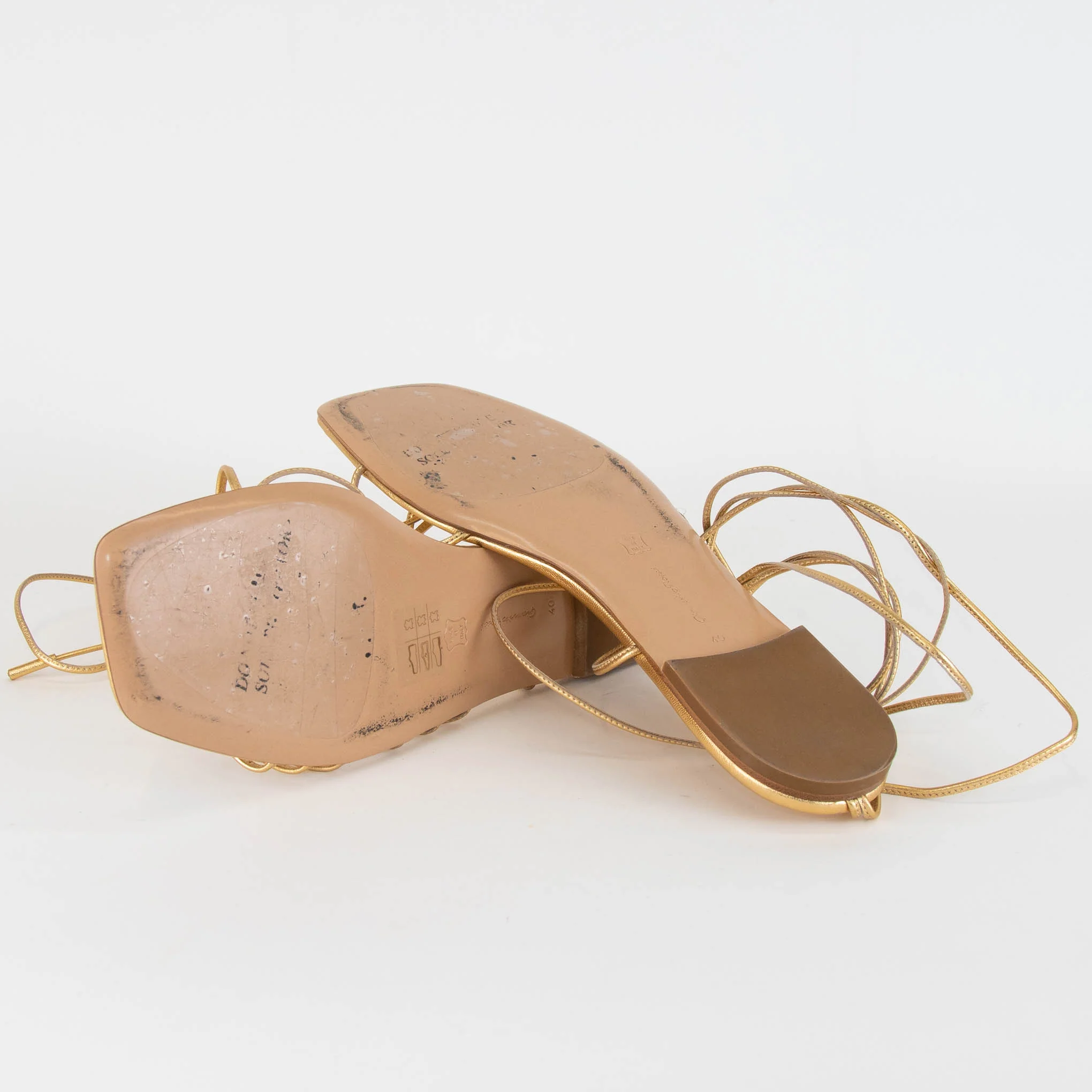 Gianvito Rossi Sylvie Gold Strappy Flat Sandals - Image 5