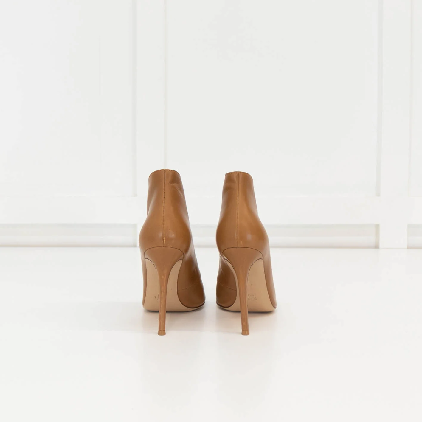 Gianvito Rossi Tan High Heel Shoe Boot With Peep Toe - Image 4