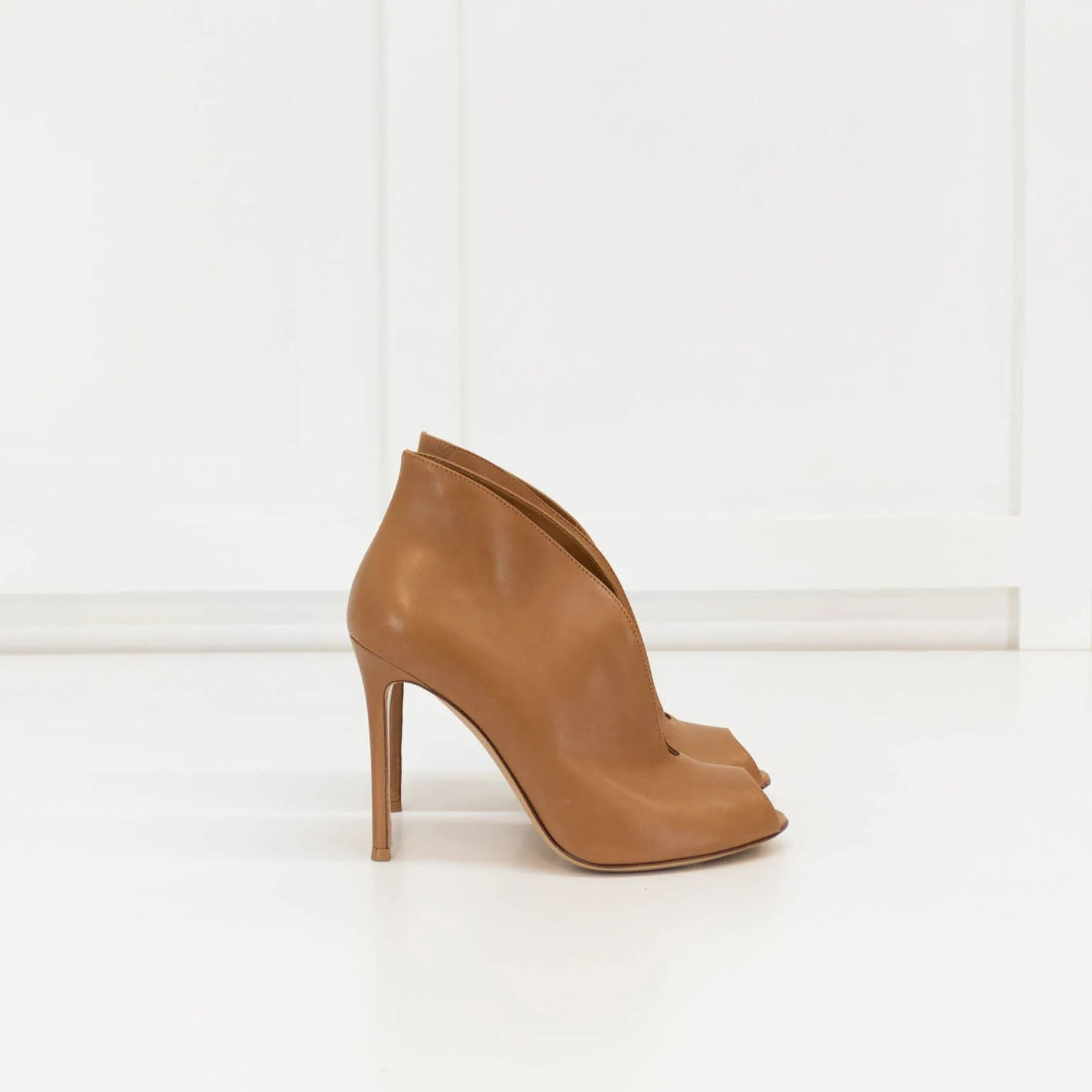 Gianvito Rossi Tan High Heel Shoe Boot With Peep Toe - Image 5
