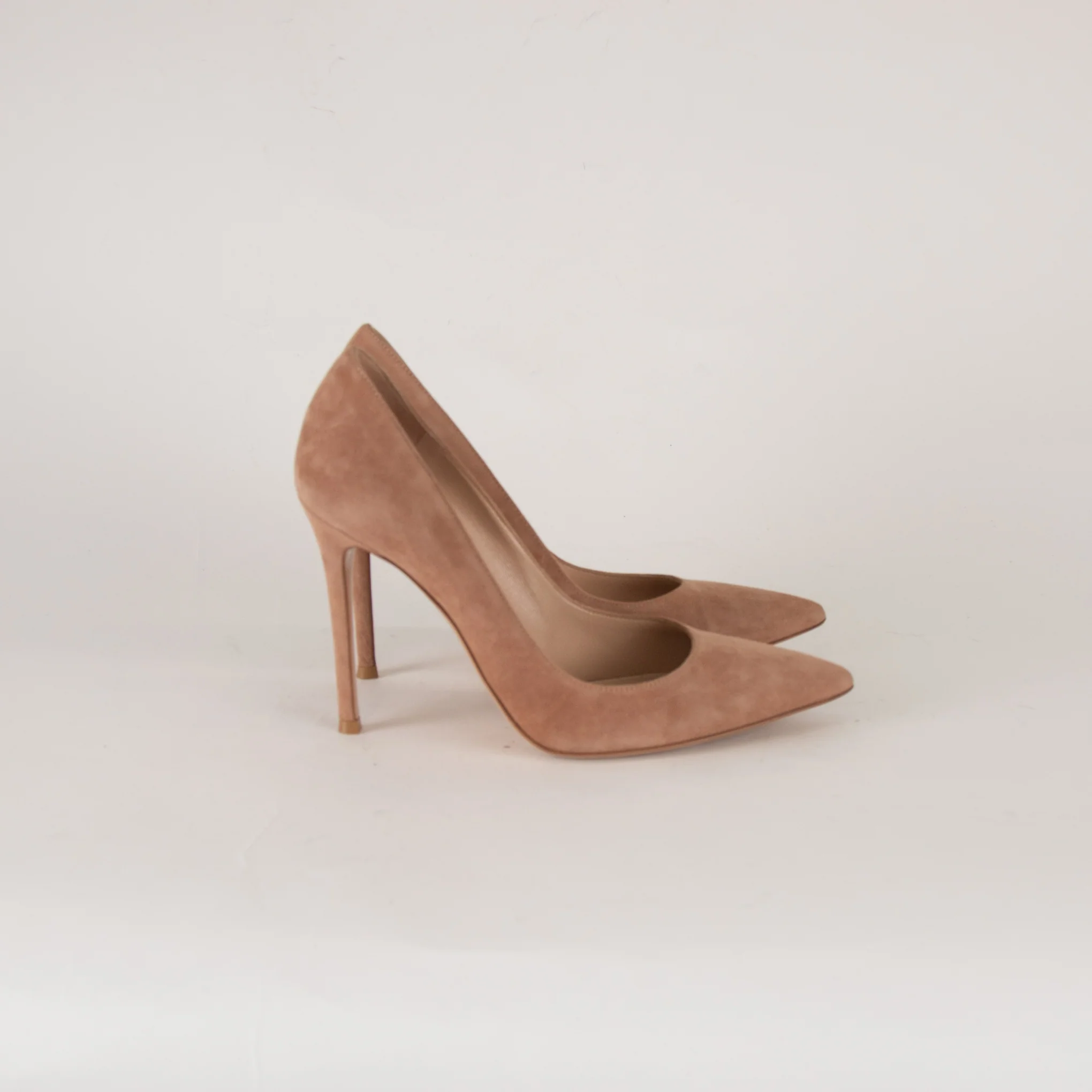 Gianvito Rossi Taupe Suede 100mm High Court Shoes - Image 5