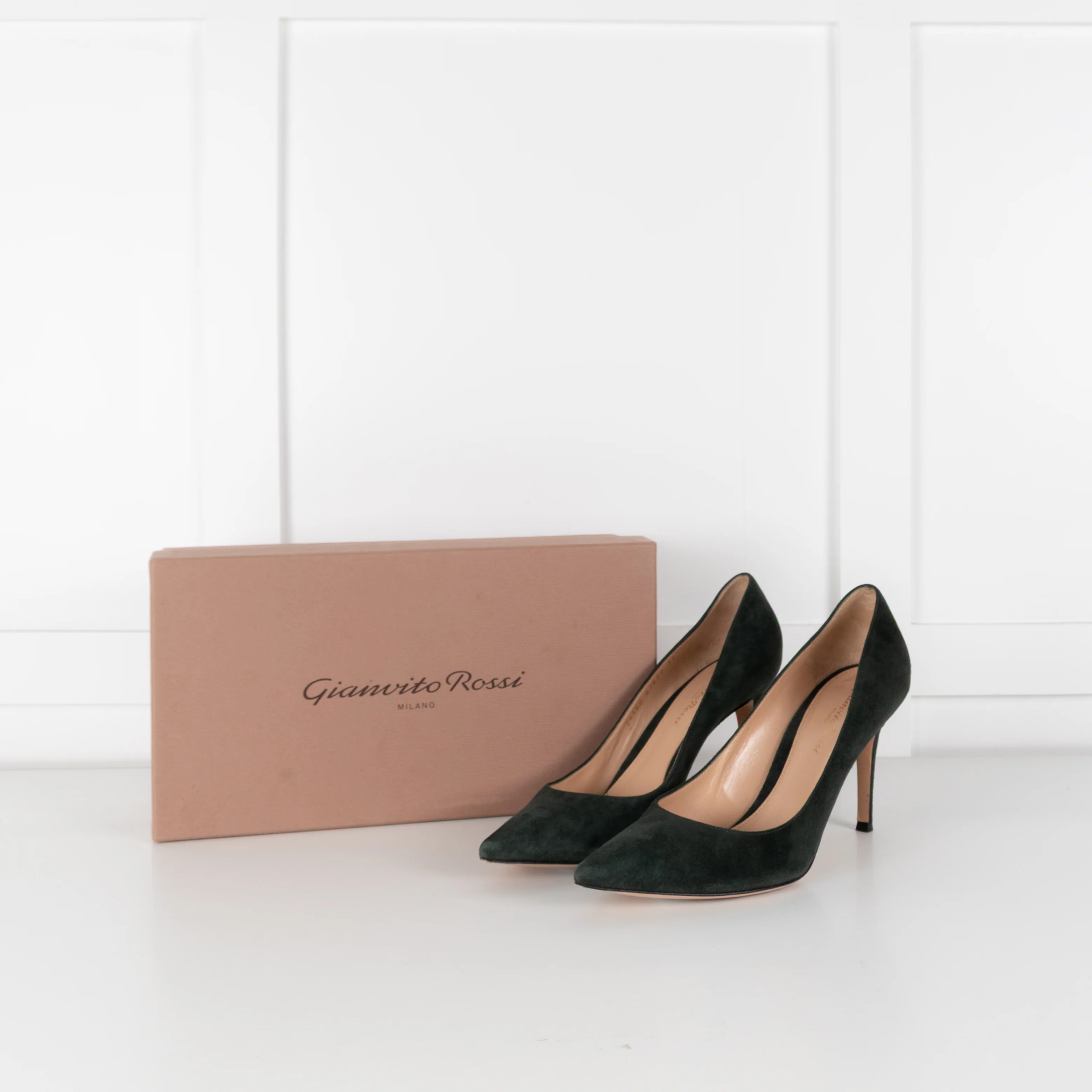 Gianvito Rossi Green Suede Pointy Heeled Shoes - Image 2
