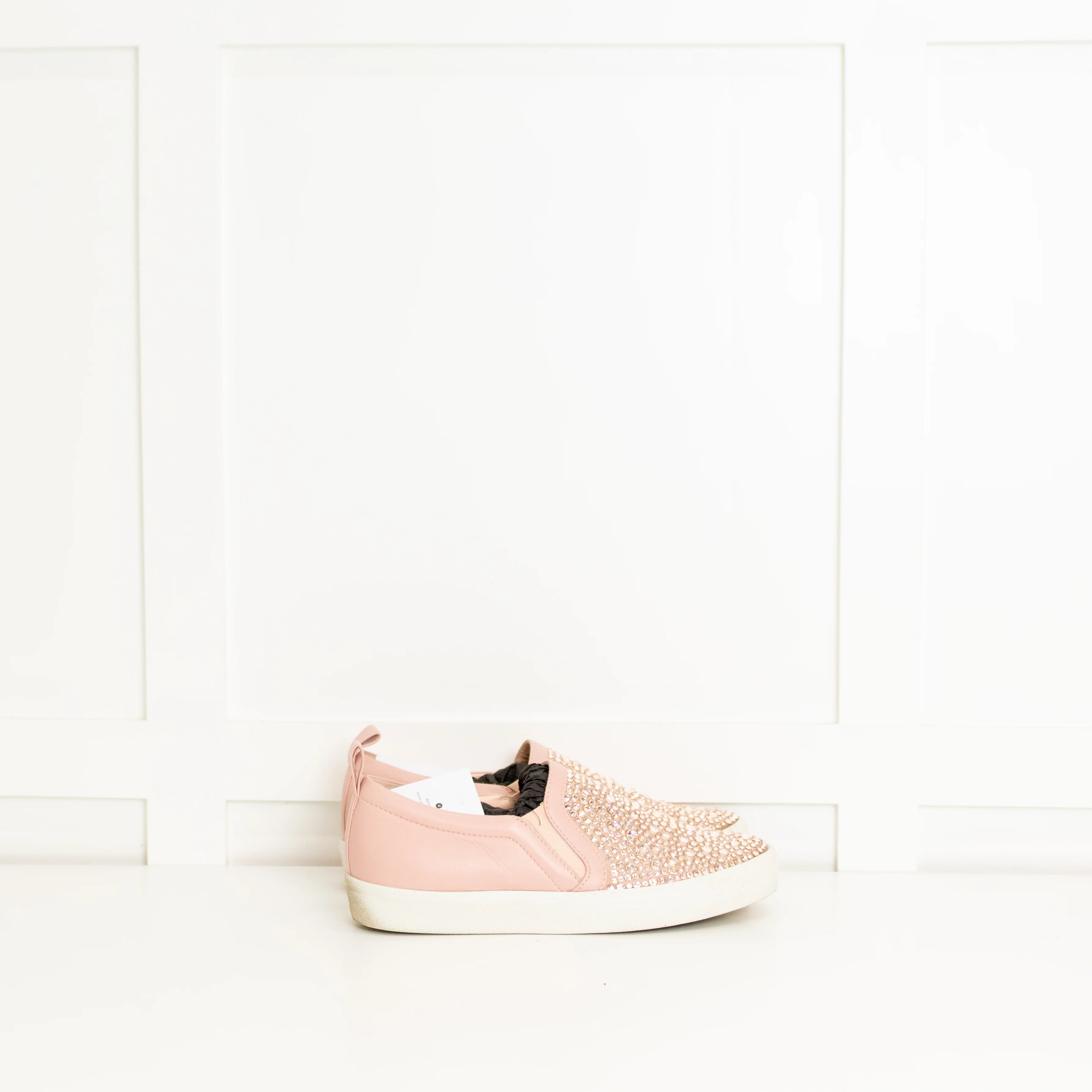 Gina Pink Leather Diamante Slip-On Shoes - Image 5