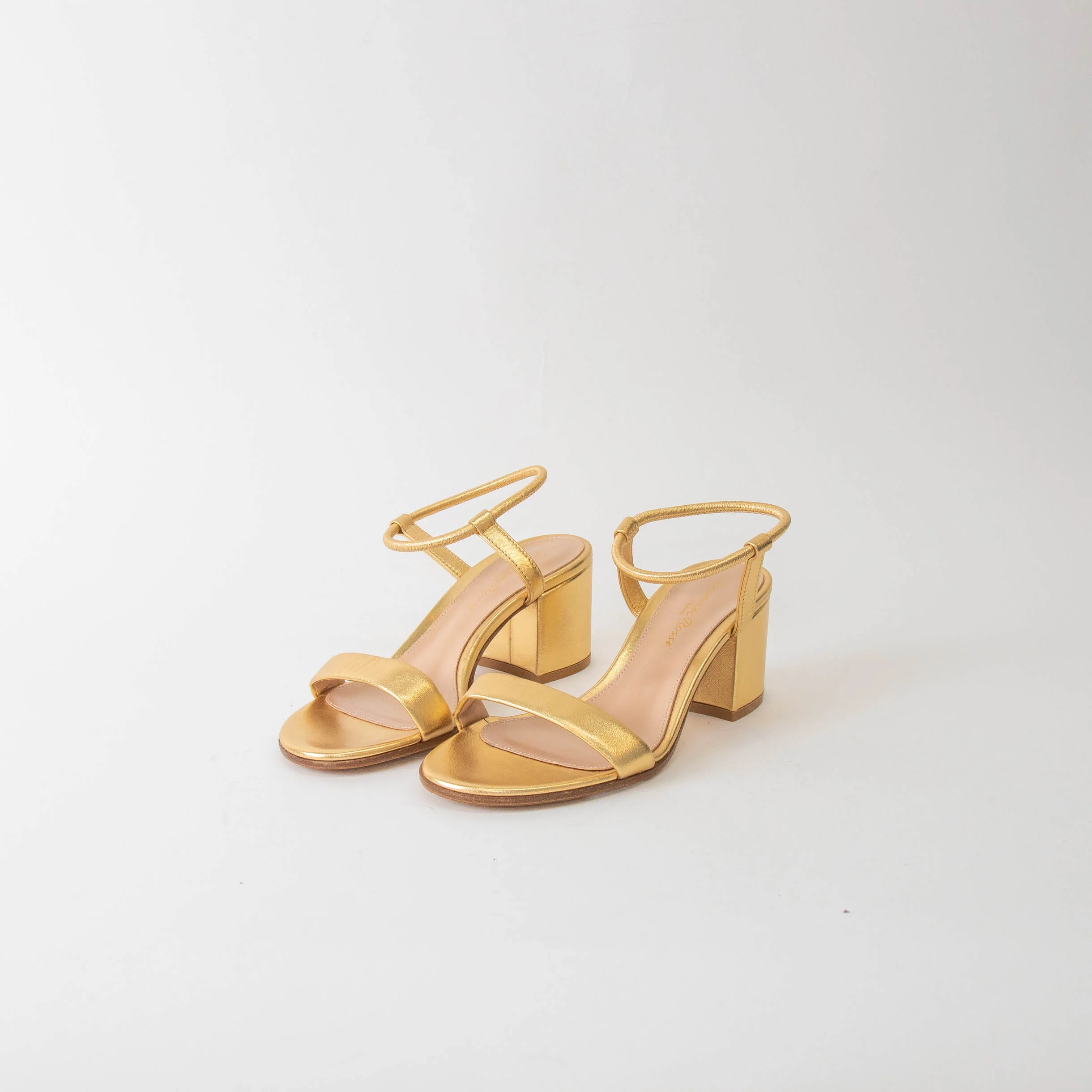 Gianvito Rossi Gold Nadia 60 Block Heel Sandal