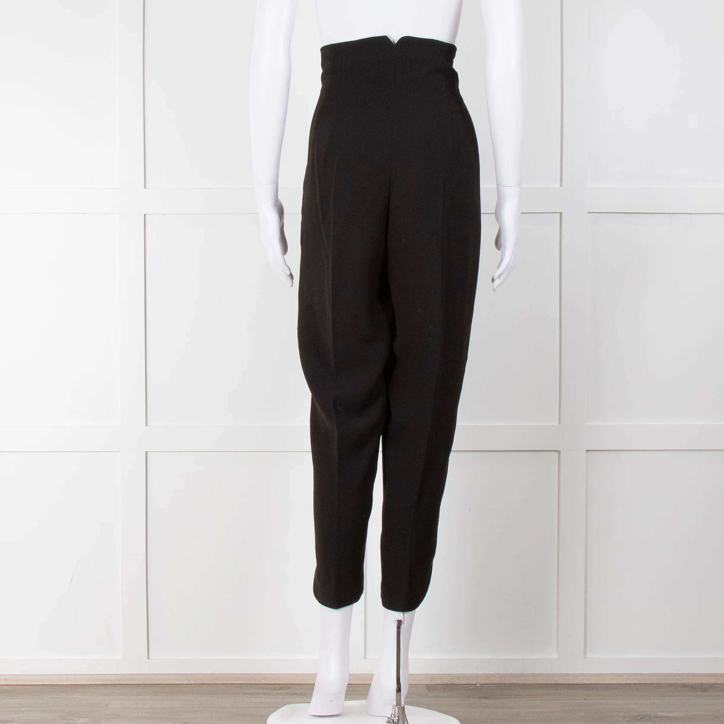 Giorgio Armani Black Front Pleated Tapered Trousers - Image 5