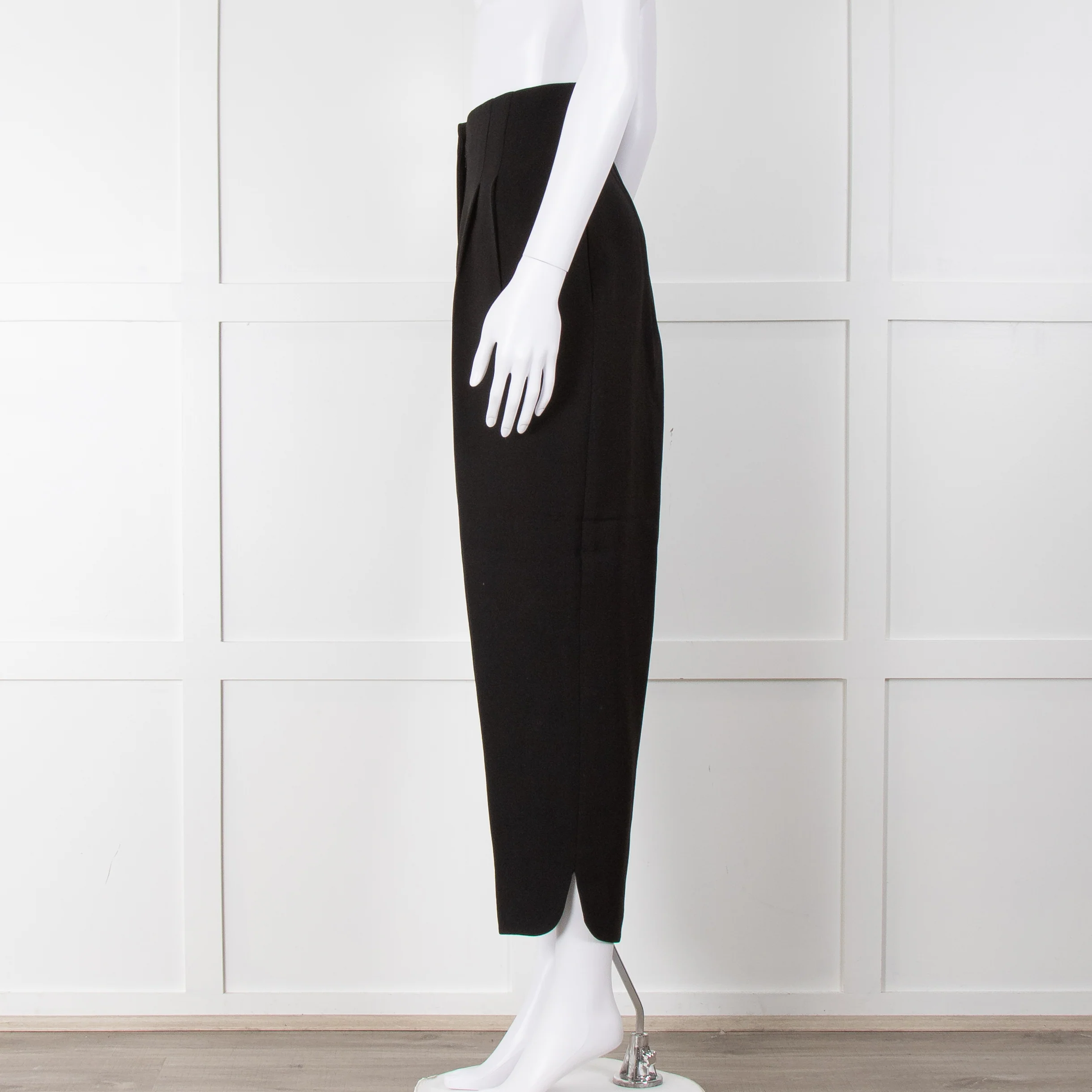 Giorgio Armani Black Front Pleated Tapered Trousers - Image 7