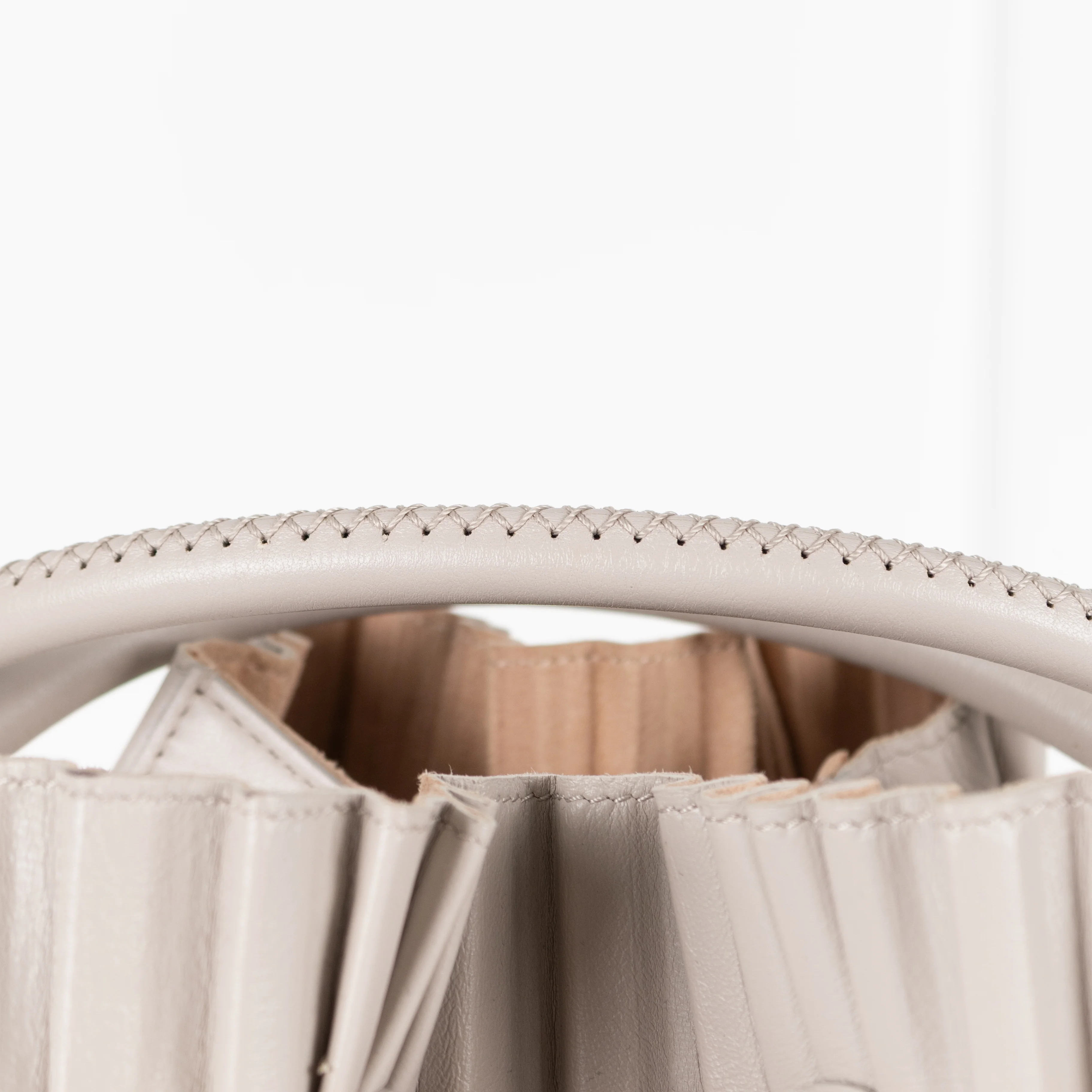 Giorgio Armani Light Grey Pleated Leather Bucket Bag - Image 15