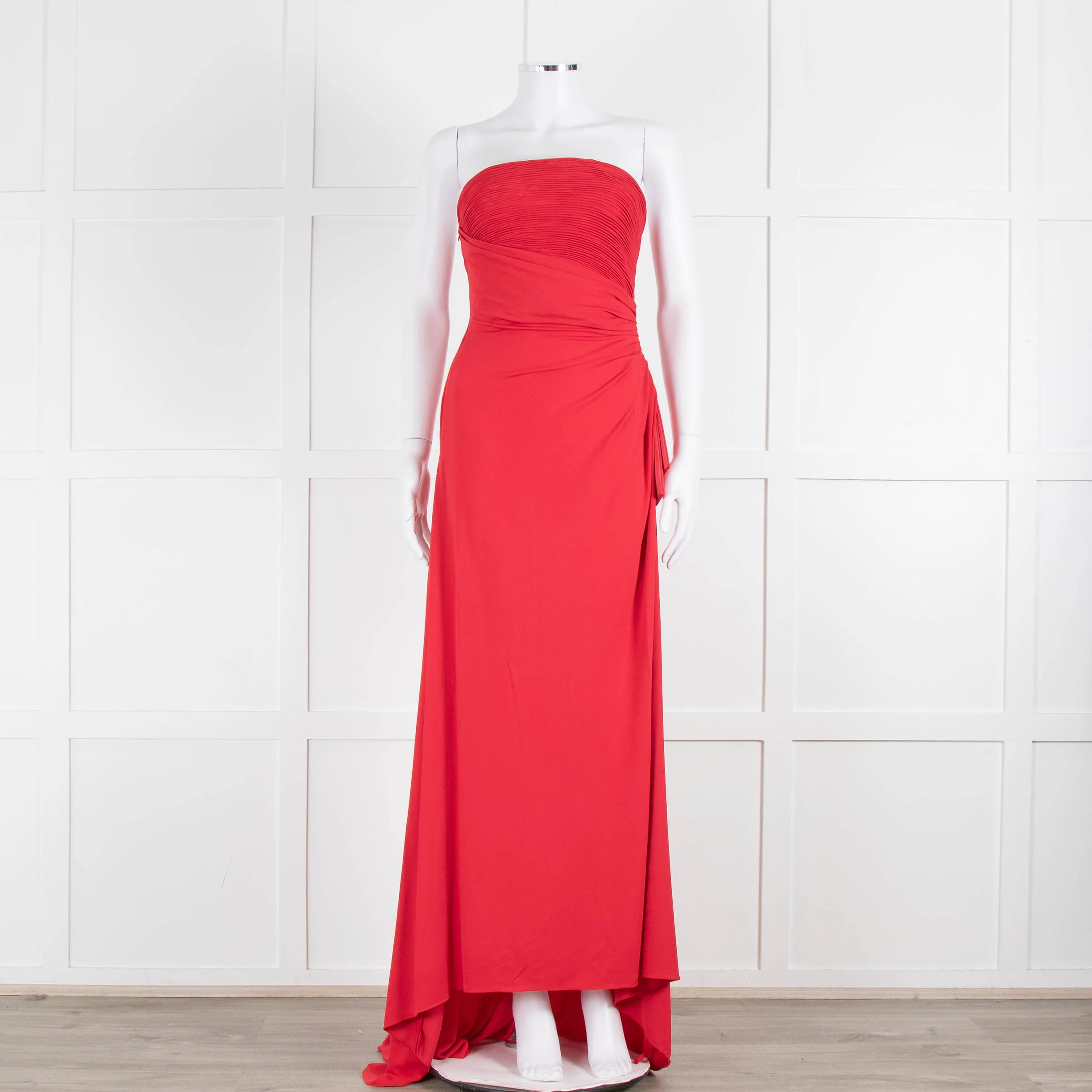 Giorgio Armani Red Ruched Bodice Stretch Gown