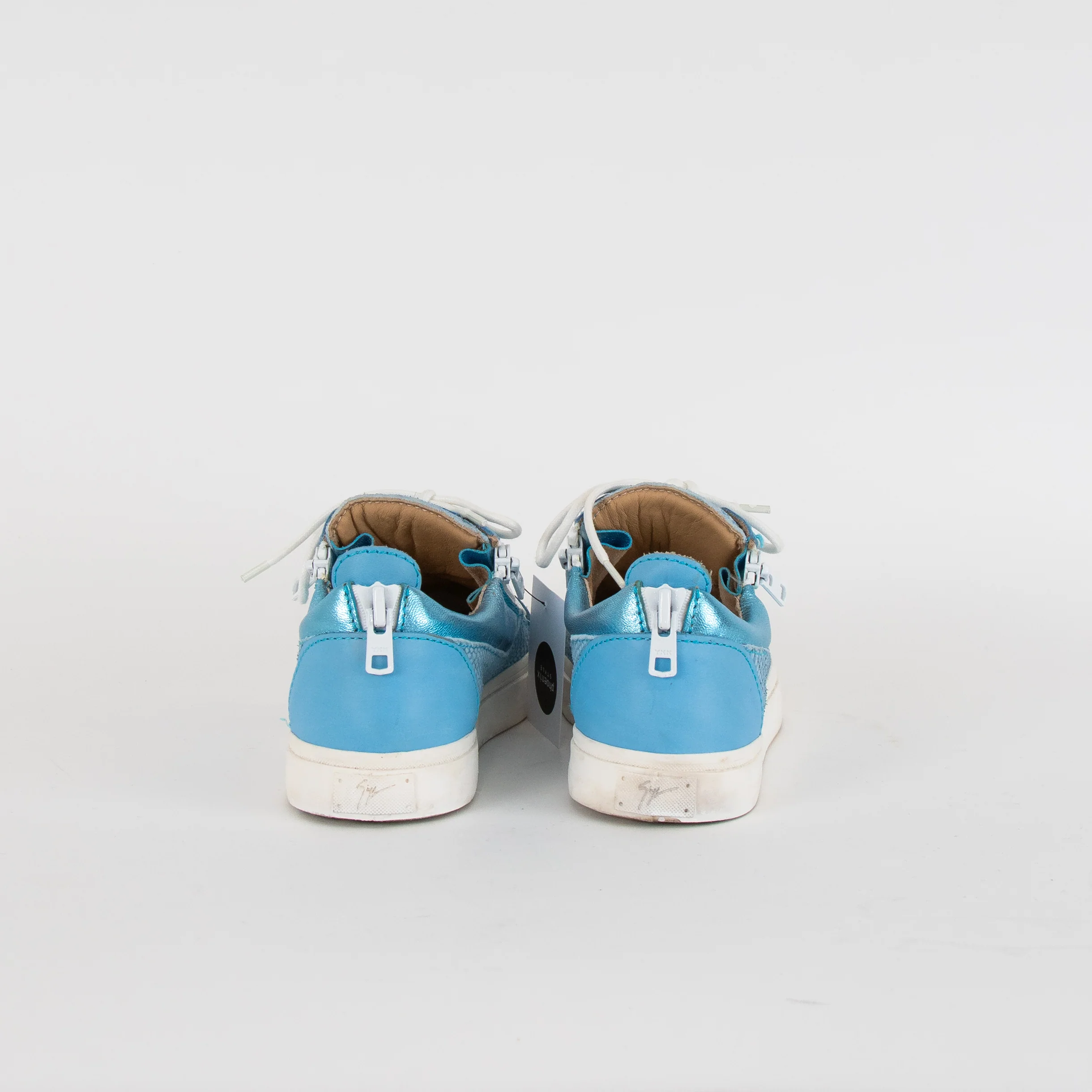 Giuseppe Zanotti Blue Embossed Zip Detail Trainers - Image 4