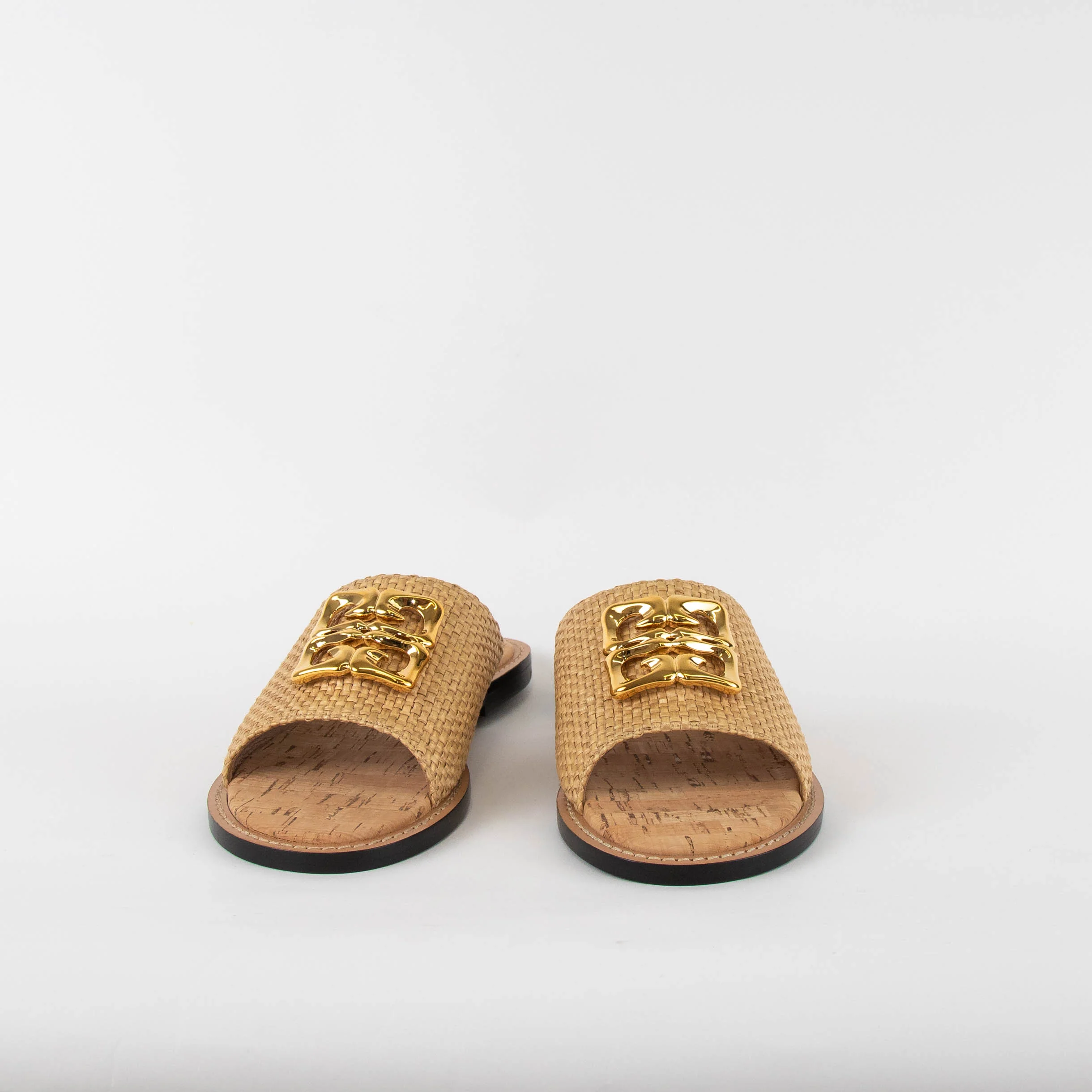 Givenchy 4G Beige Raffia Liquid Flat Mules - Image 3