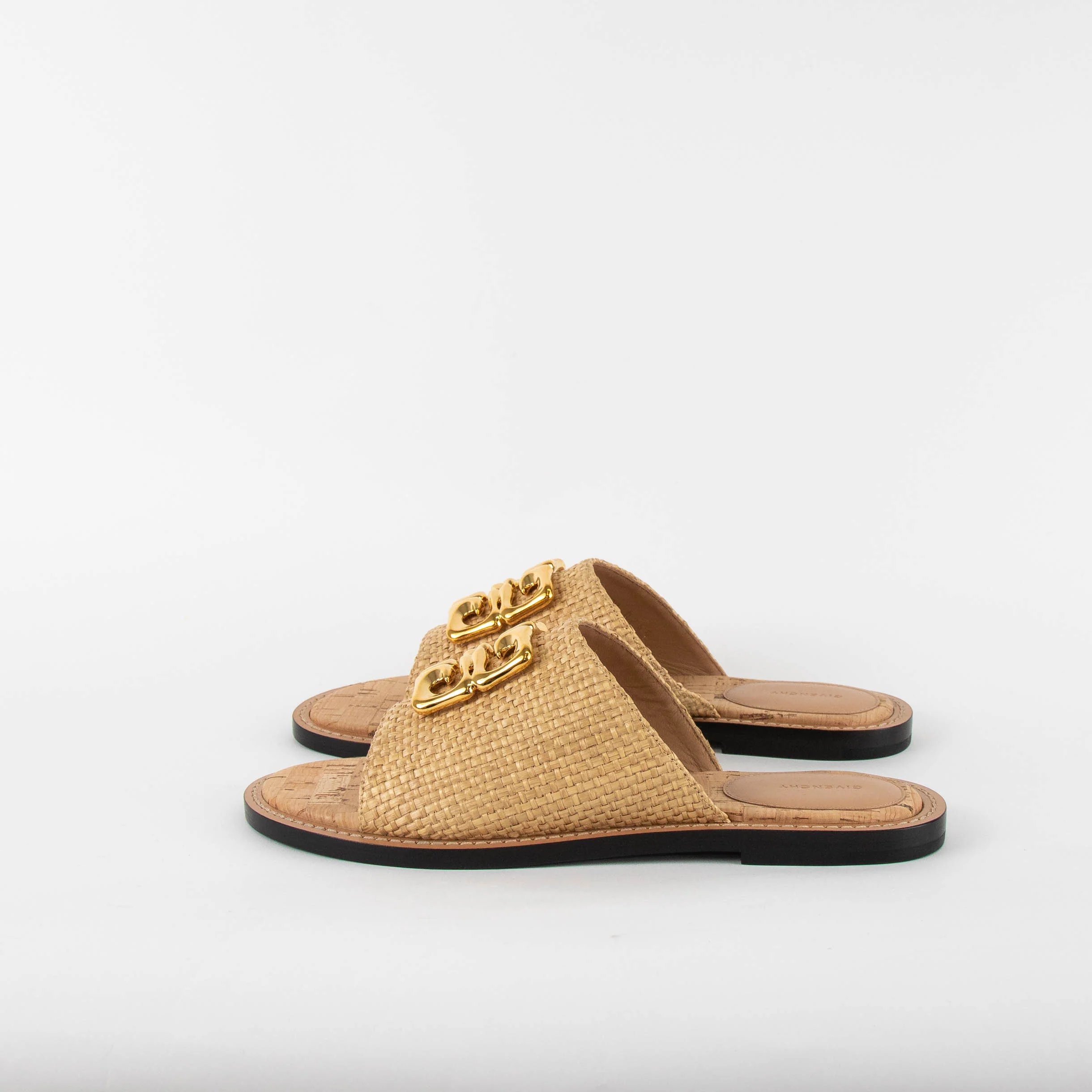Givenchy 4G Beige Raffia Liquid Flat Mules - Image 4