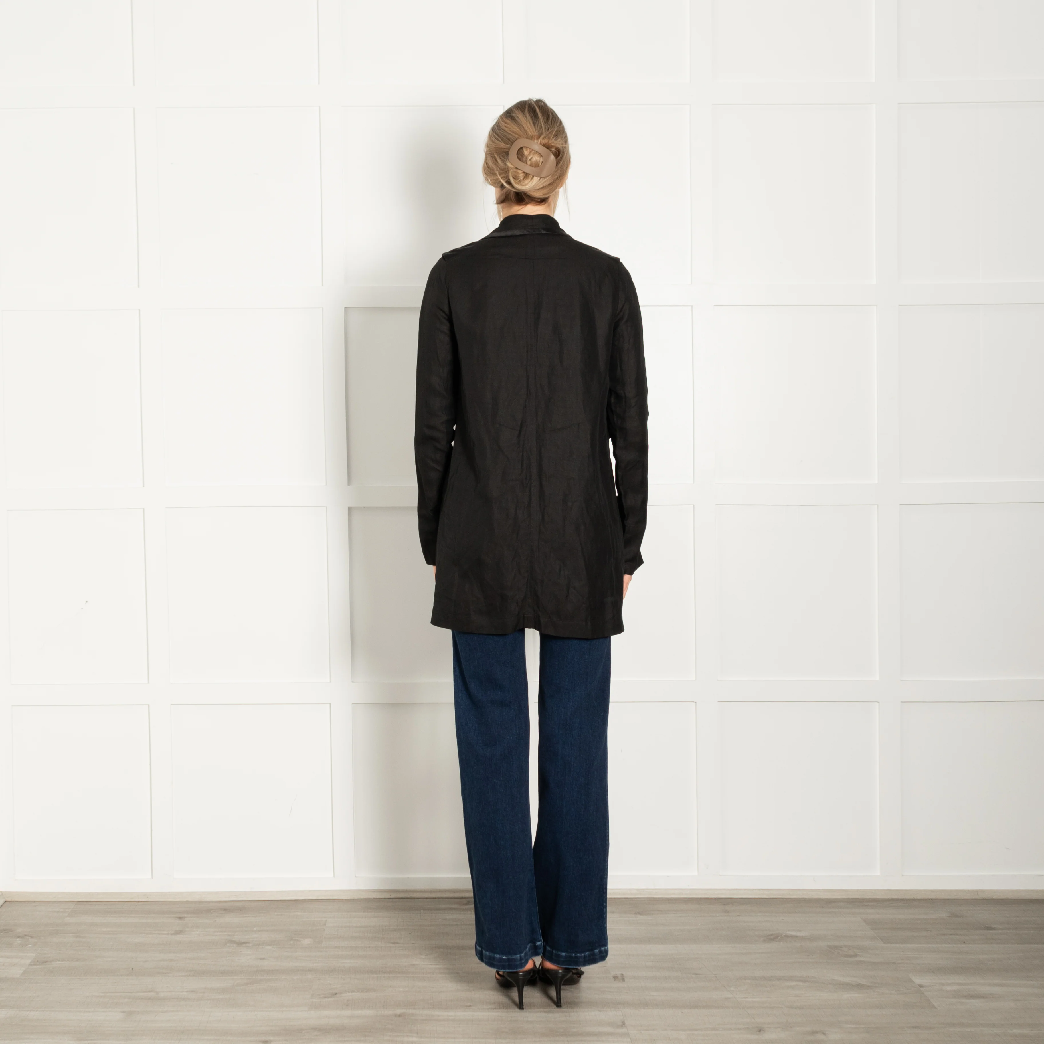 Givenchy Black Linen Blend Waterfall Jacket - Image 5