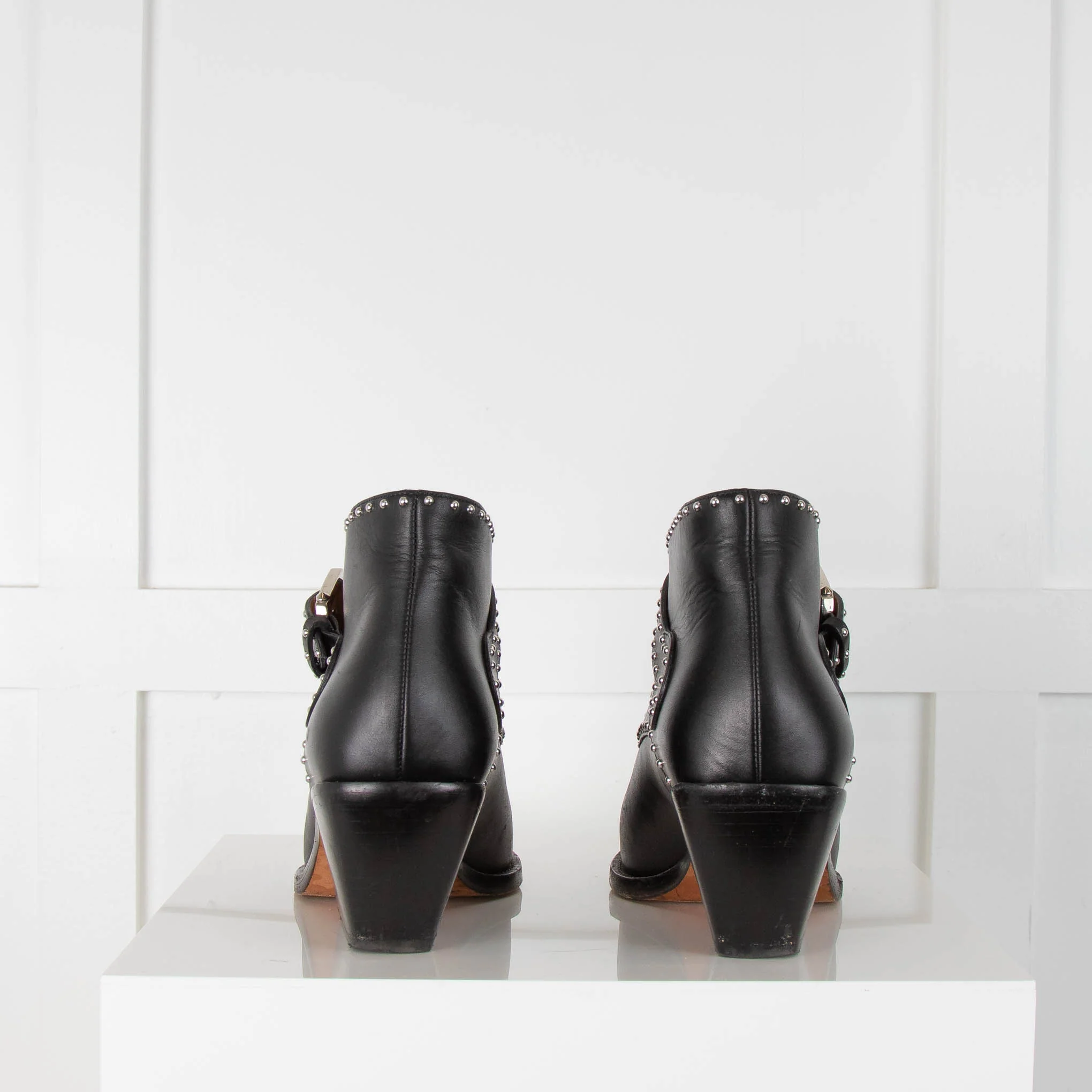 Givenchy Black Silver Stud Western Ankle Boots - Image 4