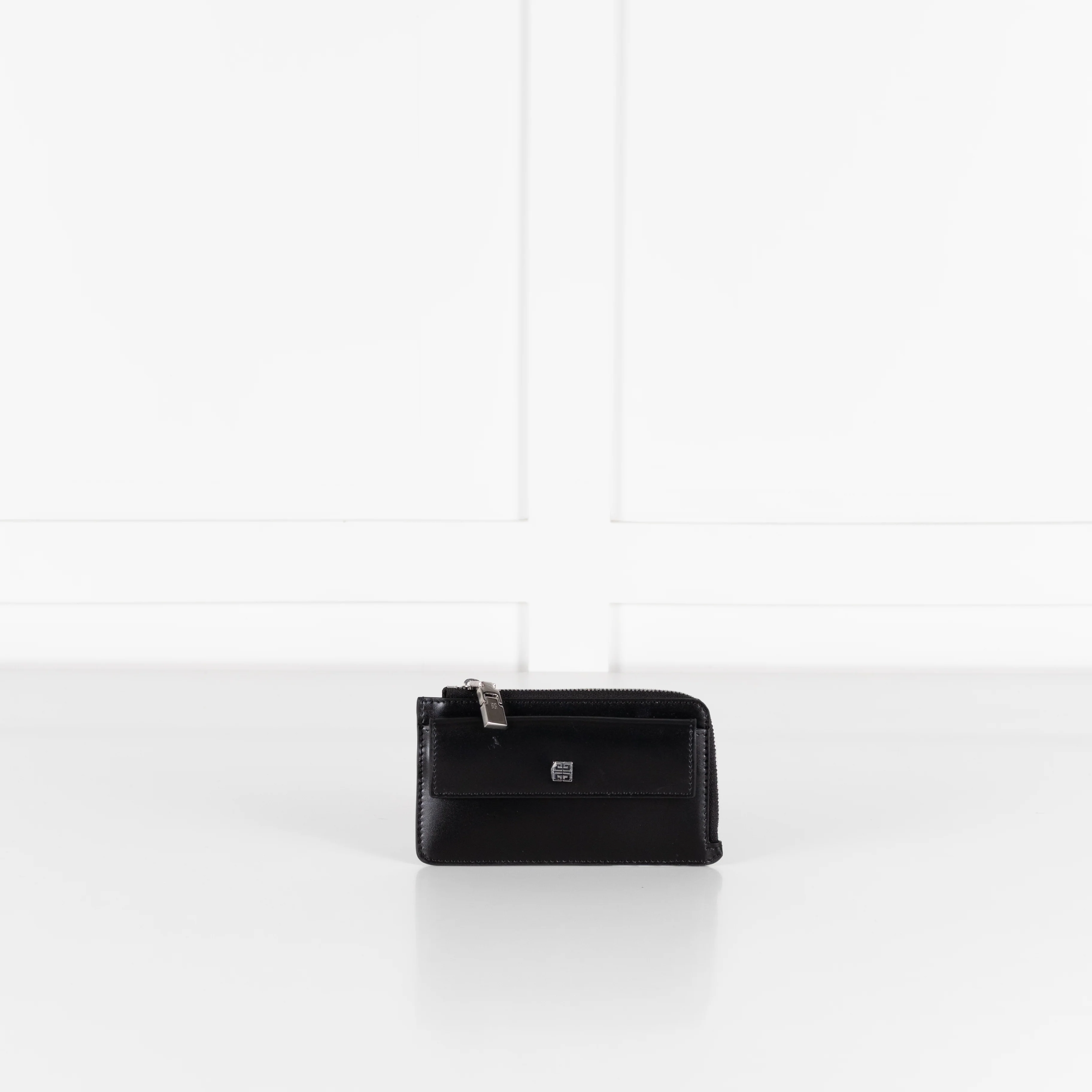 Givenchy Black Zip Around Smooth Leather Keychain Wallet