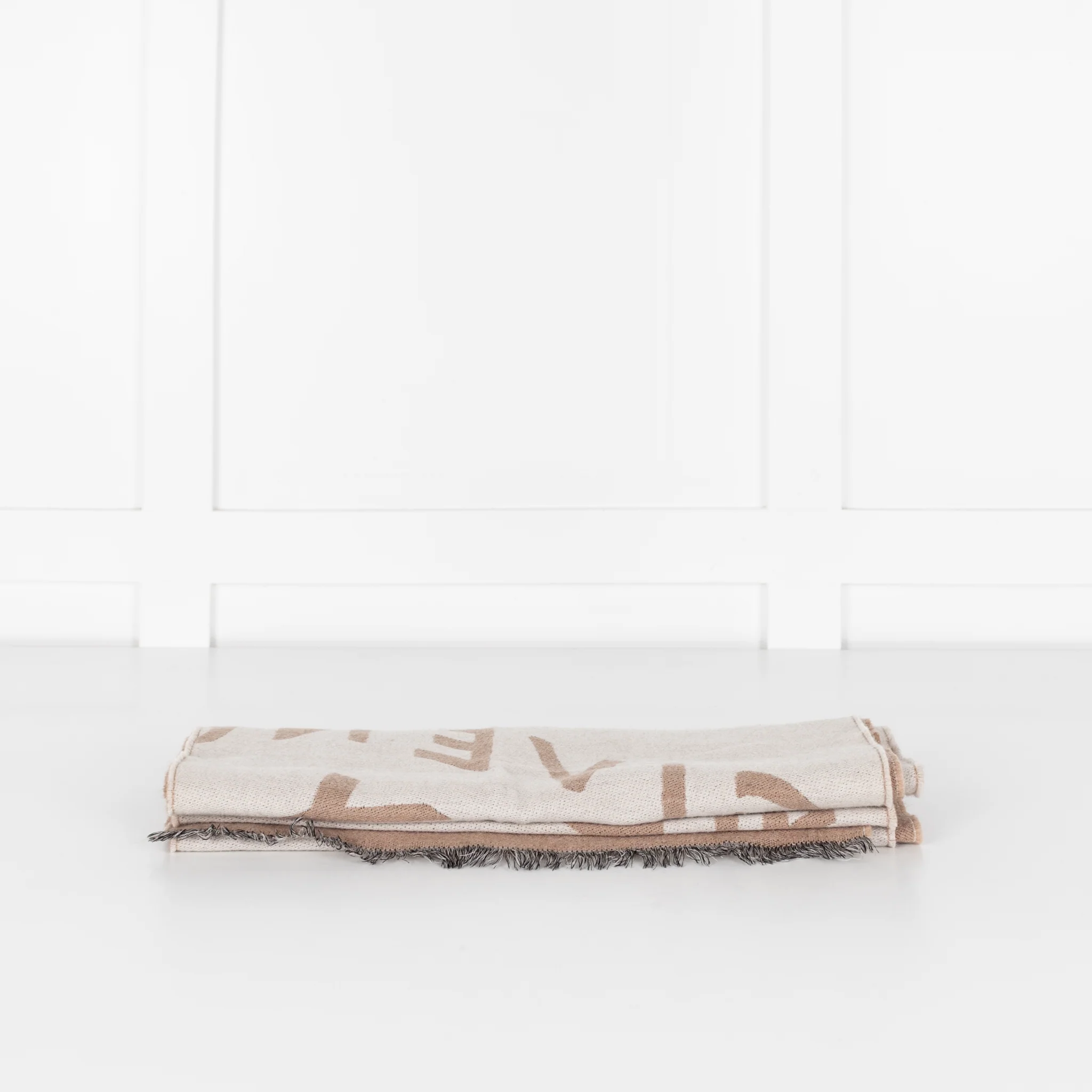 Givenchy Chevron Printed Beige And Brown Scarf