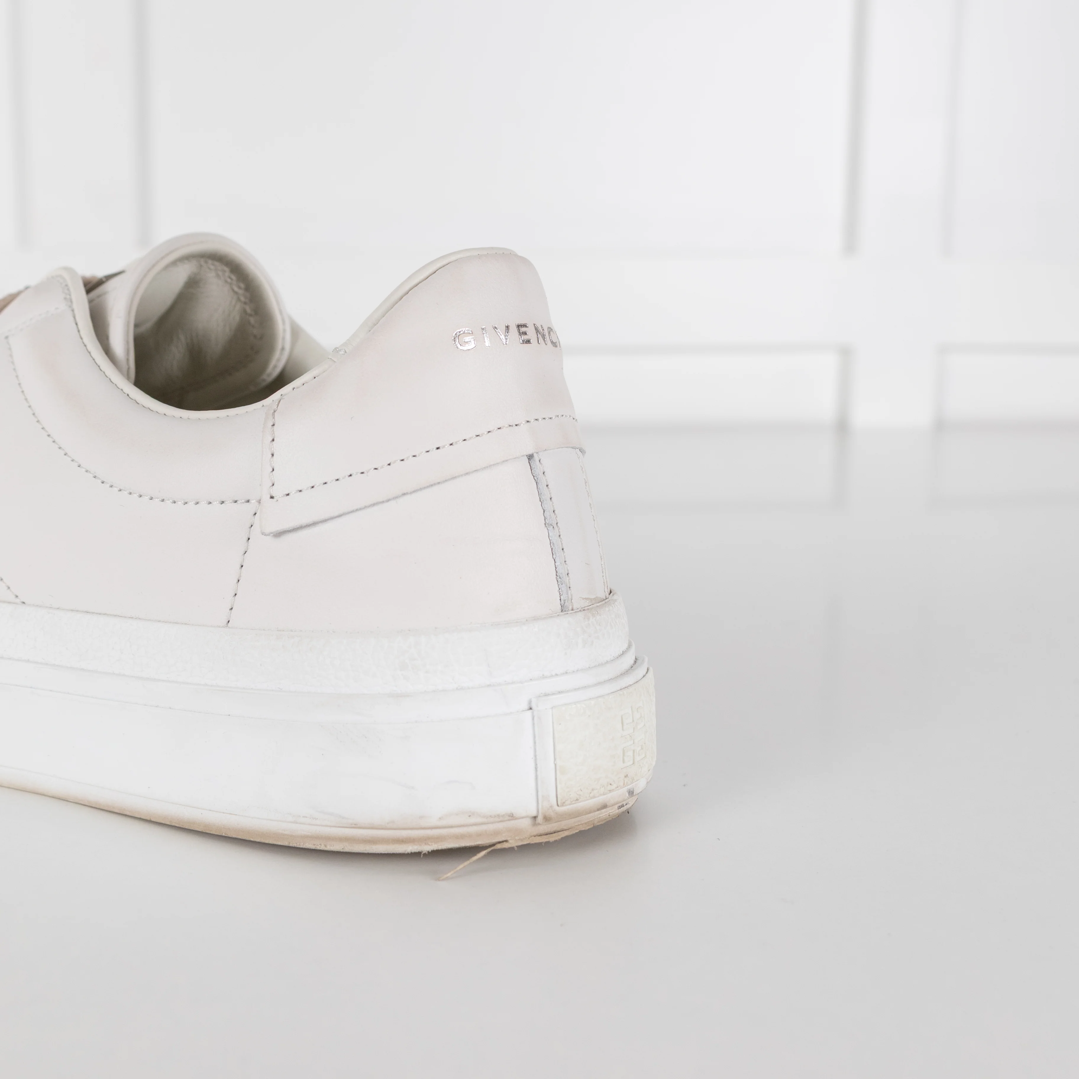 Givenchy White Beige City Sport Leather Trainers - Image 10