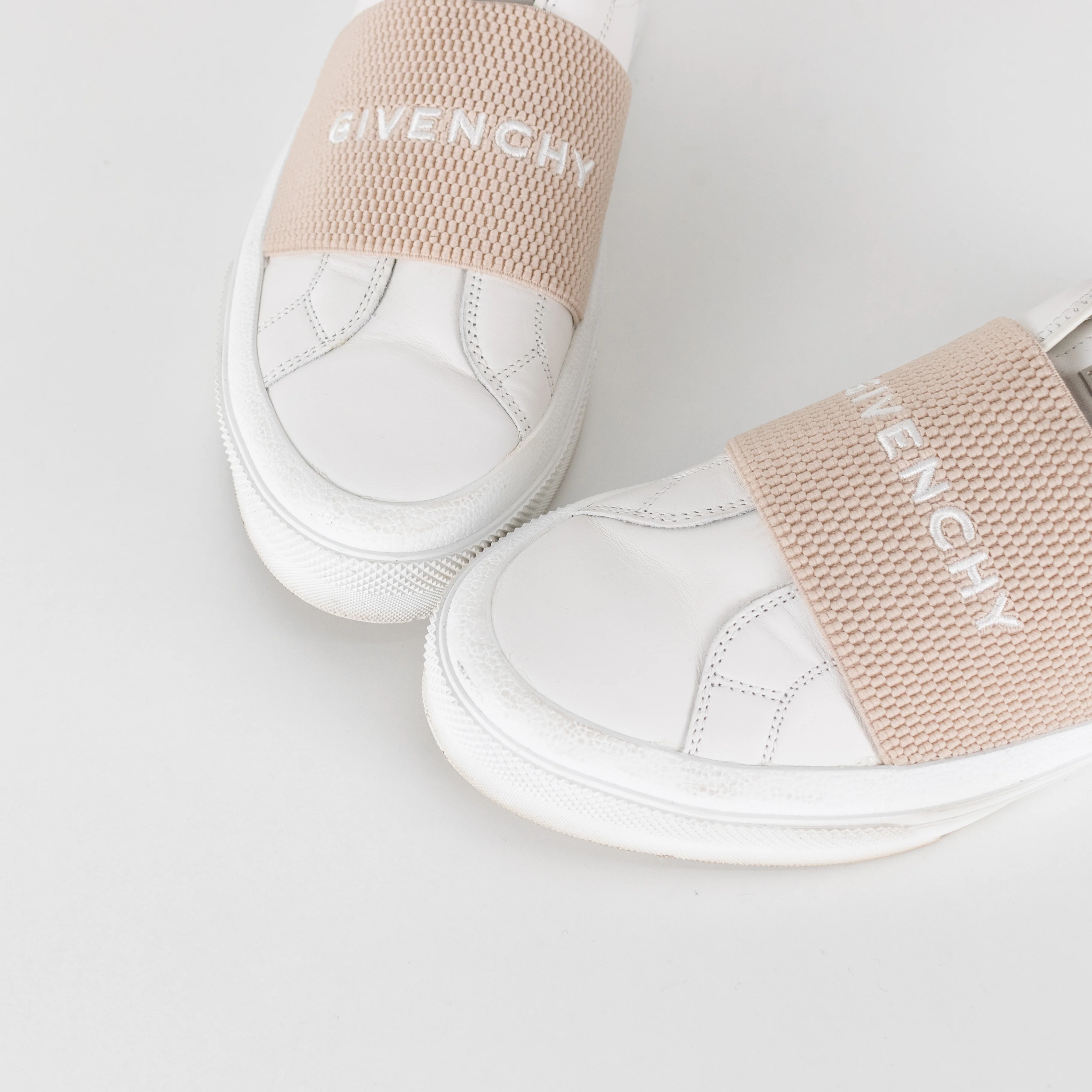 Givenchy White Beige City Sport Leather Trainers - Image 9
