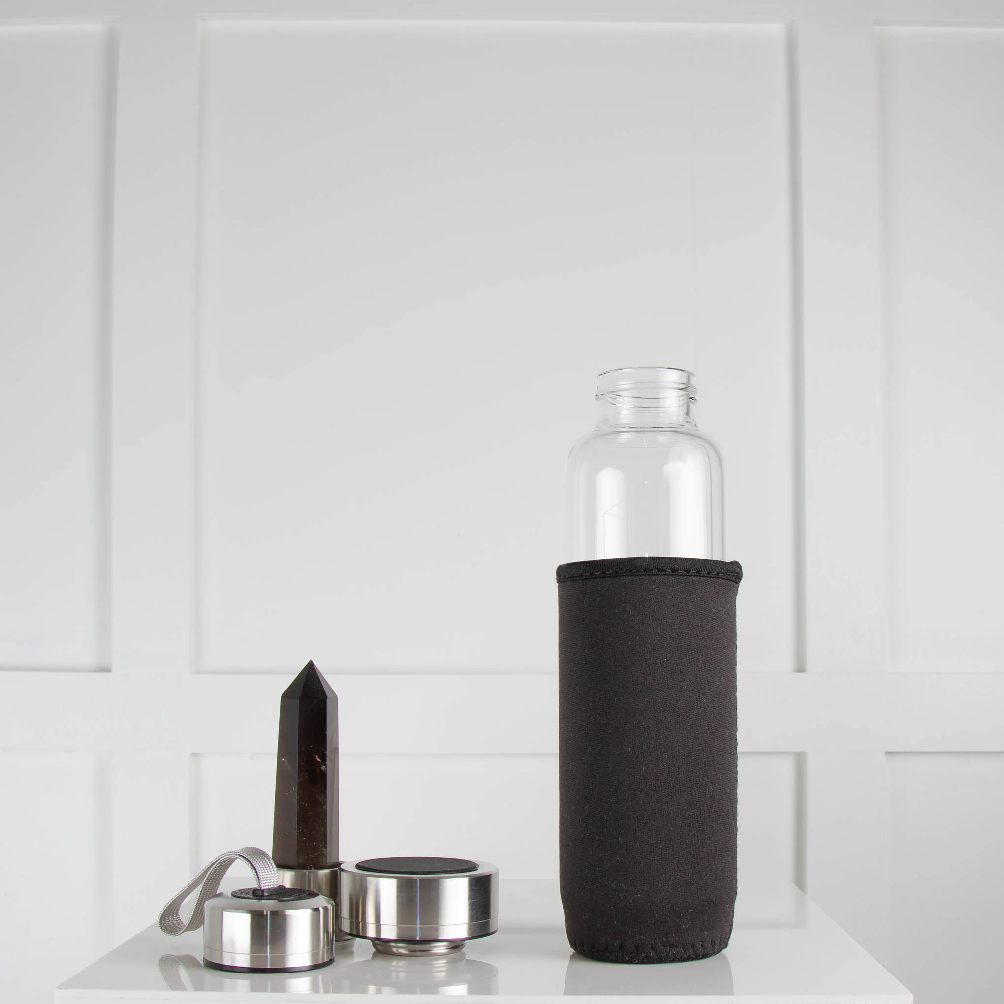 Glacce Crystal Elixir Water Bottle with Smokey Quartz Crystal