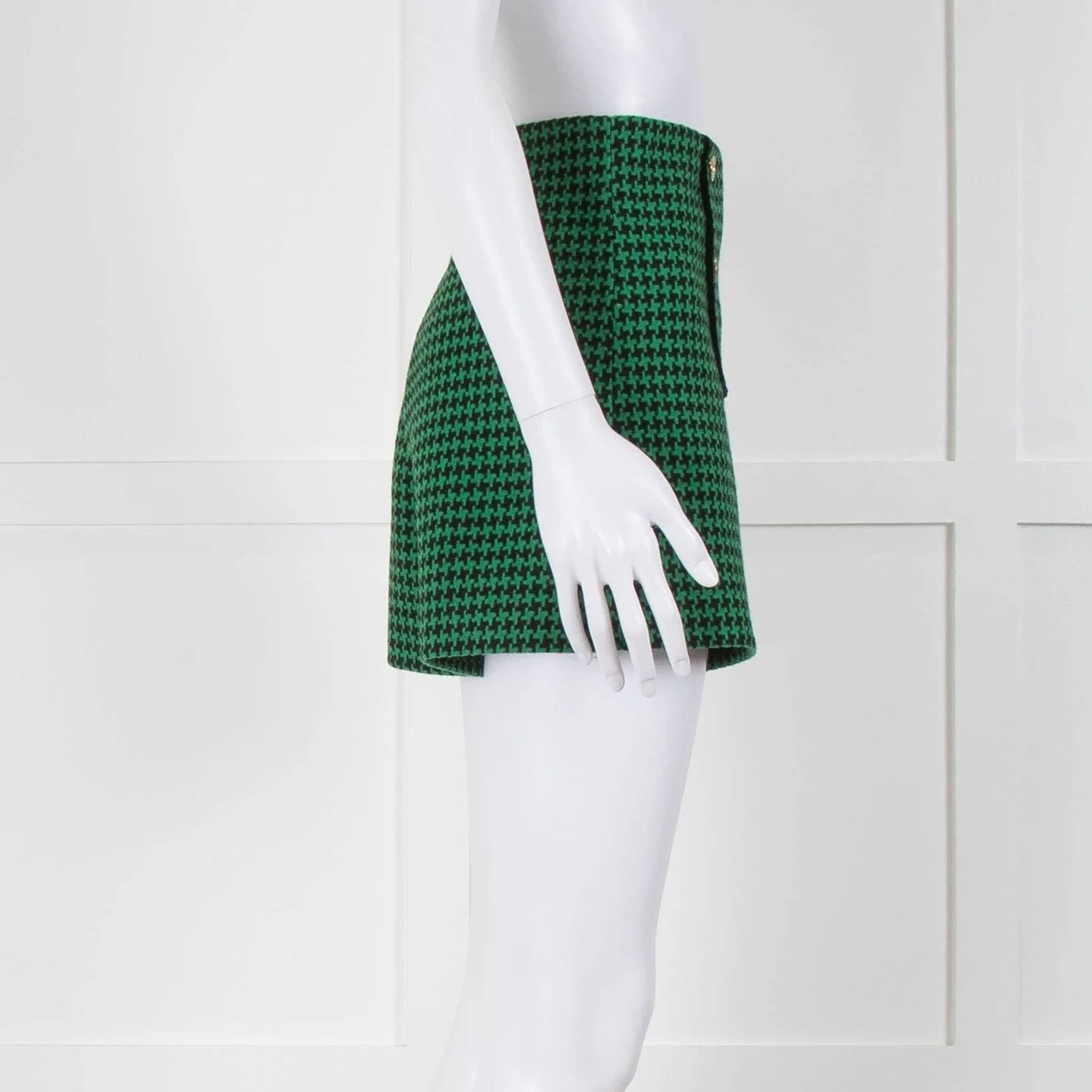 Glamoda Style X Sophie Hermann Green & Black Check Pied De Poule Shorts - Image 3