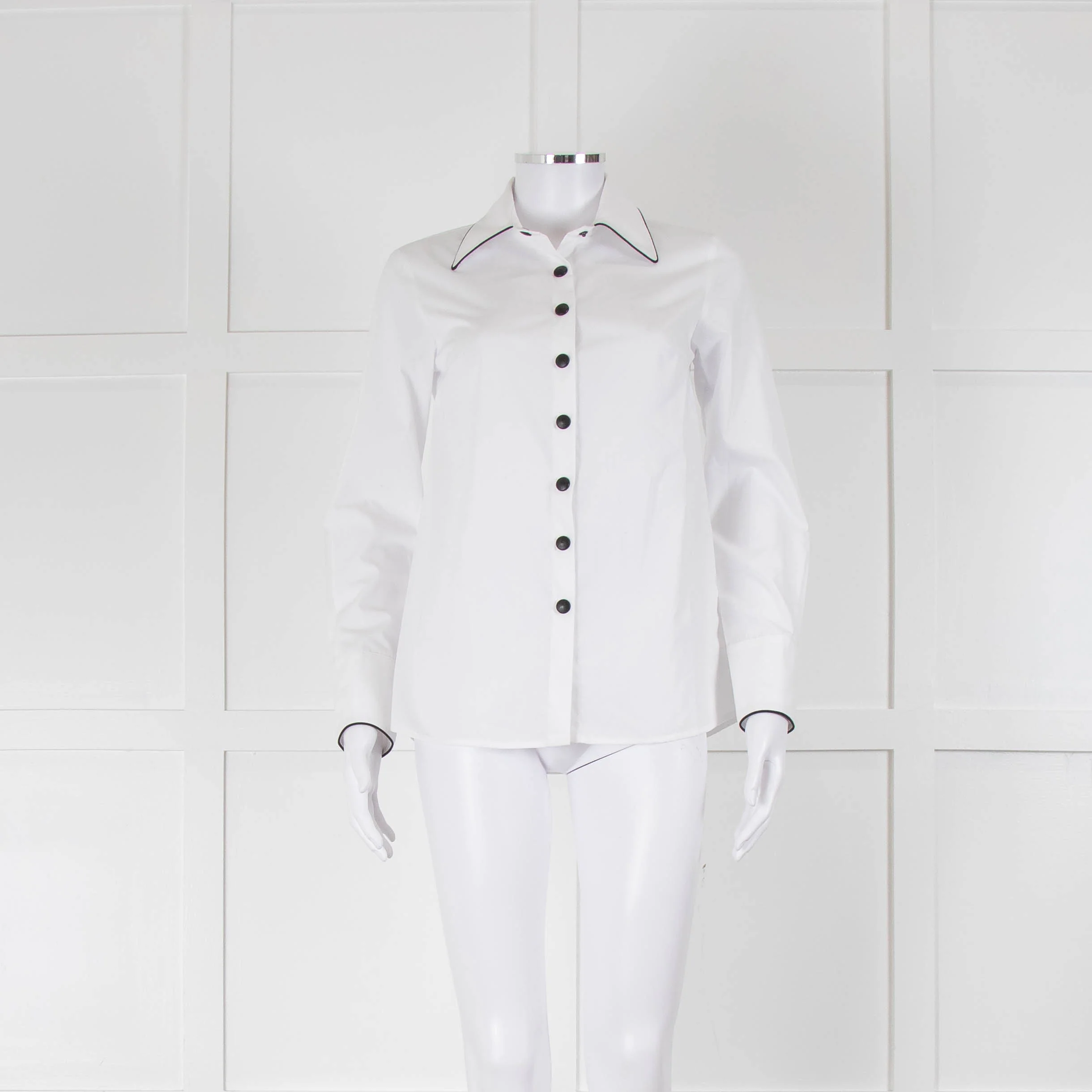 Glamoda Style X Sophie Hermann White Shirt With Black Buttons