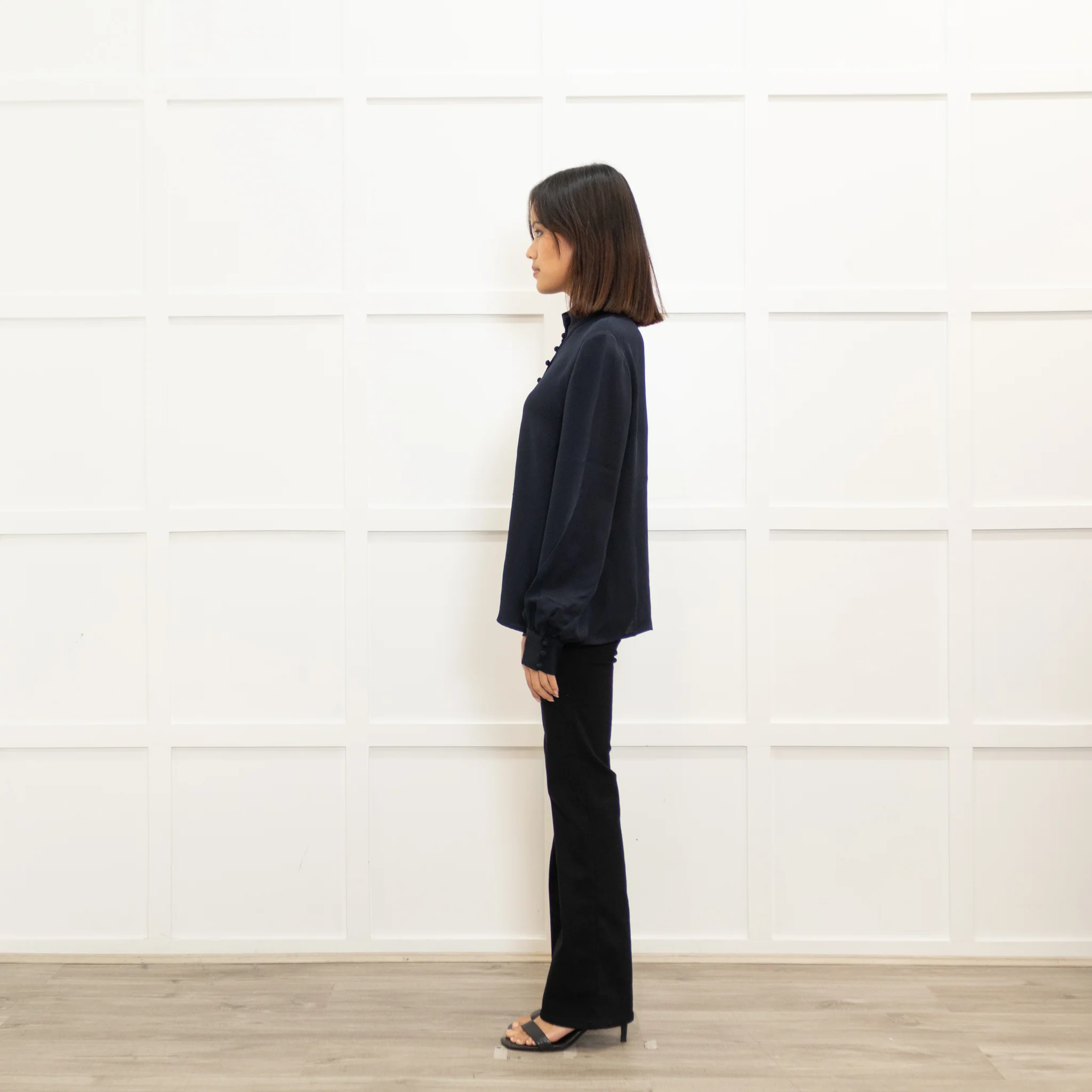 Goat Navy Button Front Blouse - Image 6