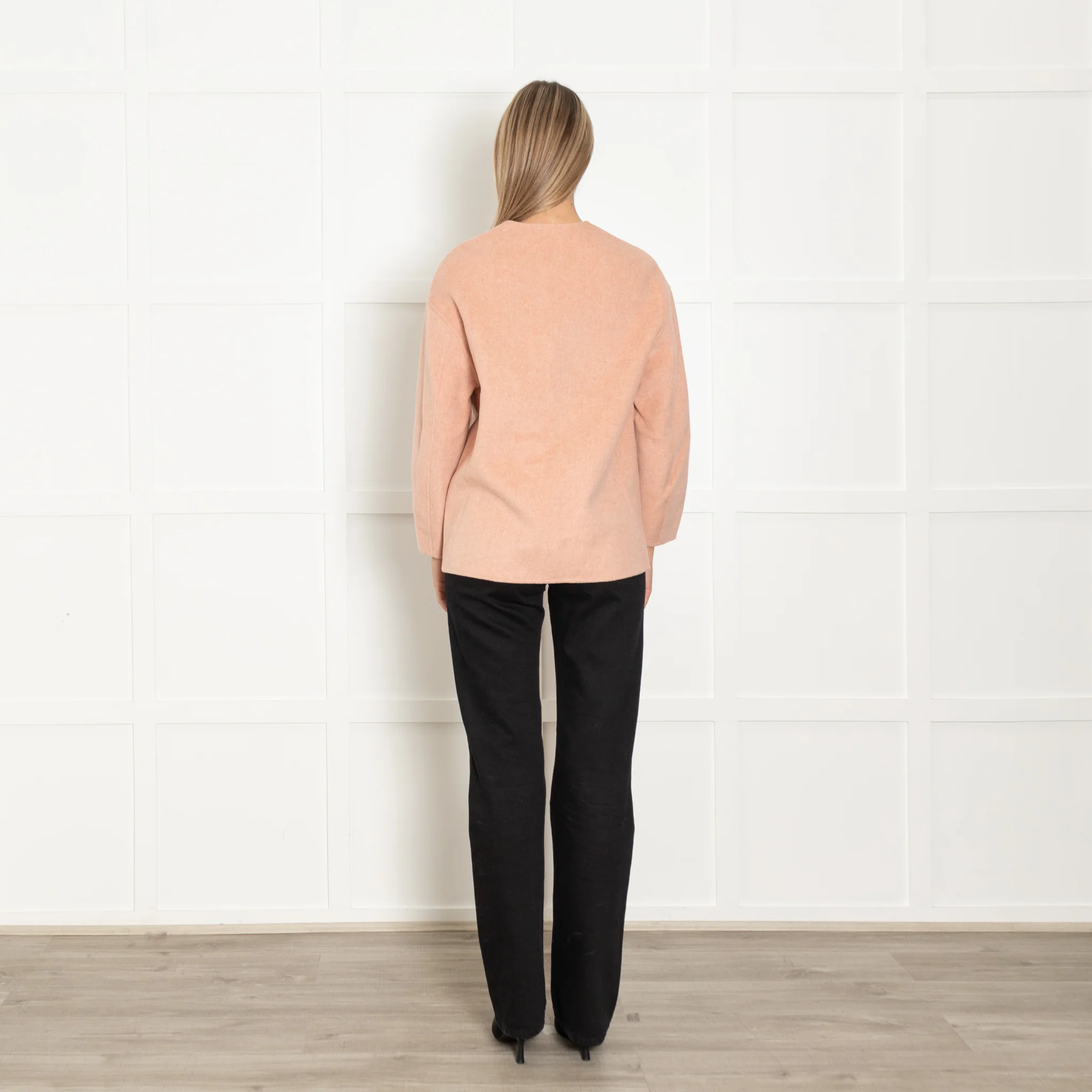 Goelia Pink Pearl Button Collarless Jacket - Image 5