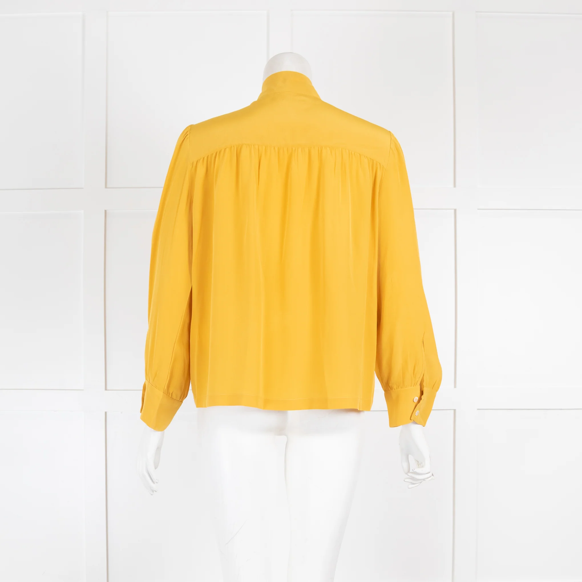 Gold Case Yellow Silk Tie Neck Blouse - Image 3