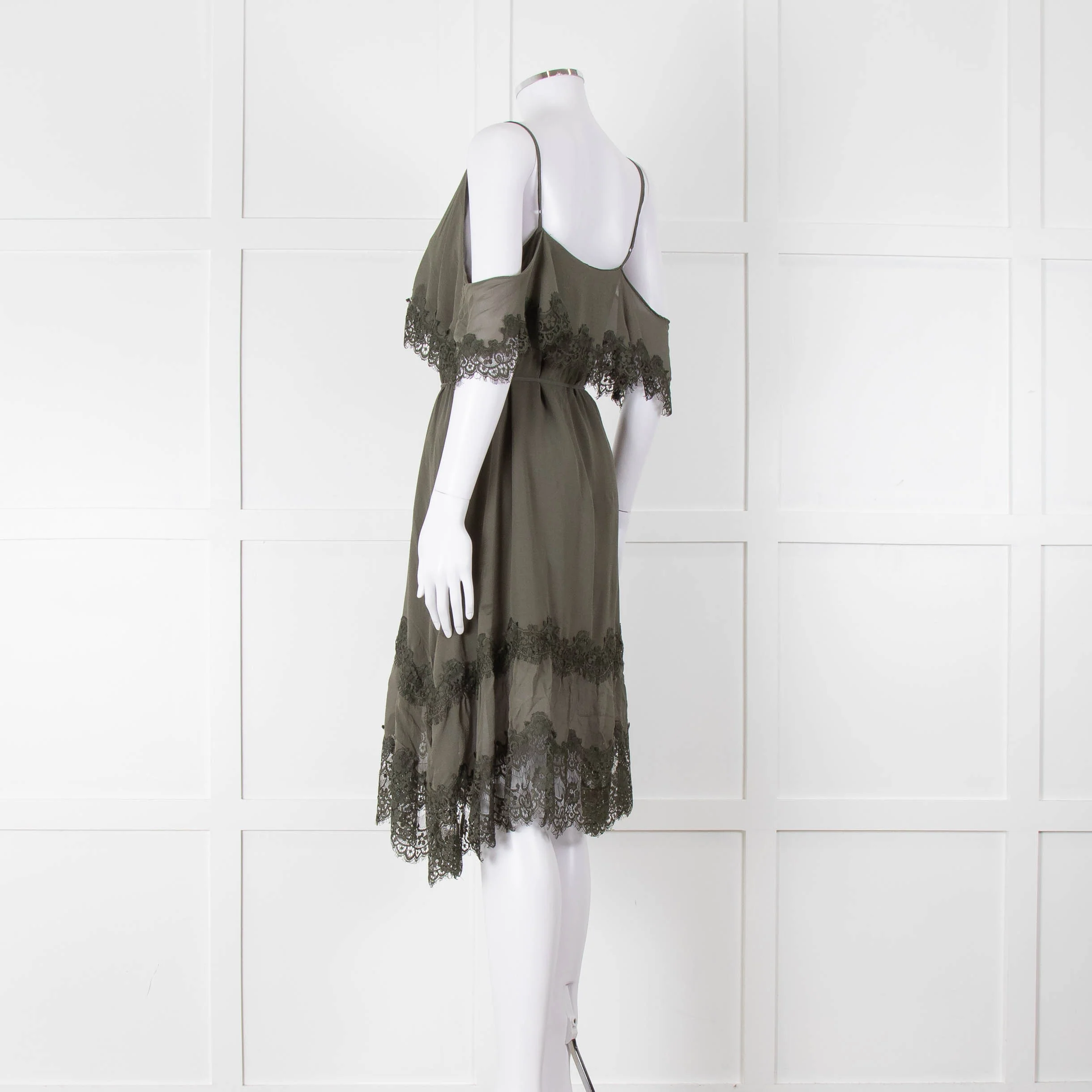 Gold Hawk Green Lace Trim Sleeveless Short Dress - Image 6