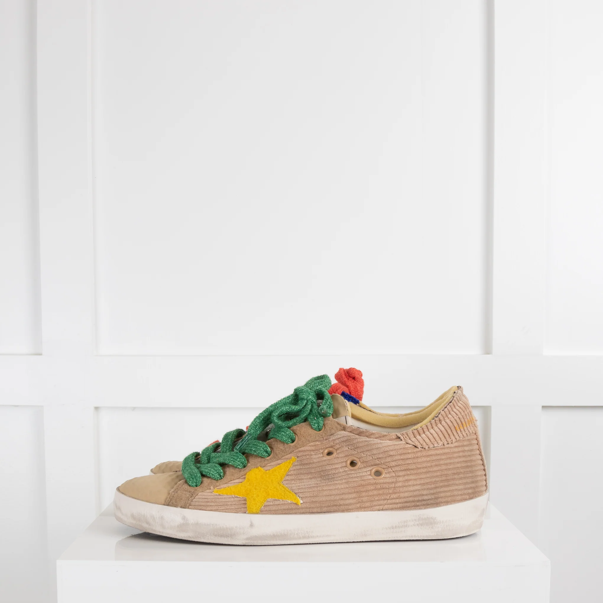 Golden Goose Beige And Multi Super Star Corduroy Sneakers - Image 3