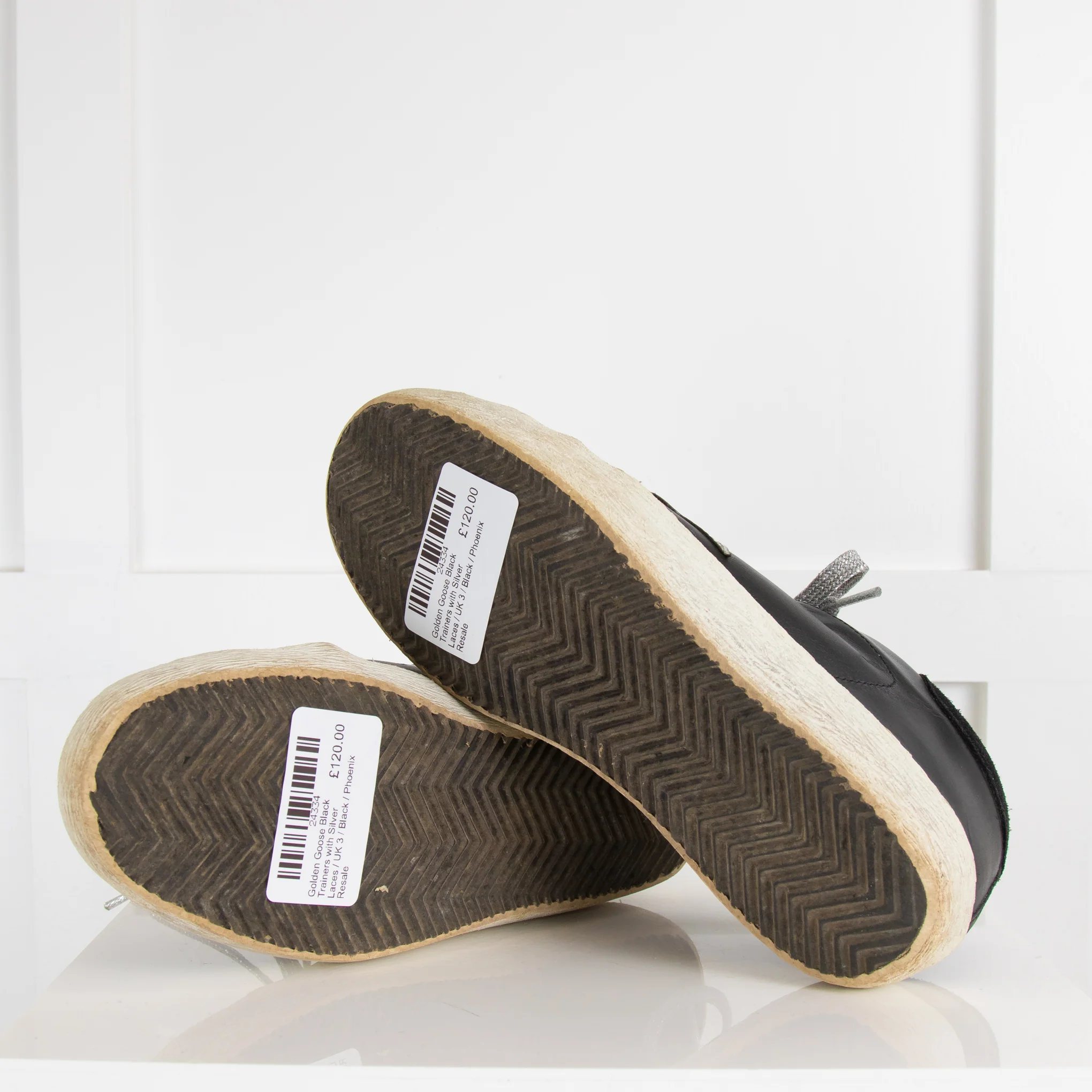 Golden Goose Black Trainers with Silver Laces - Image 5