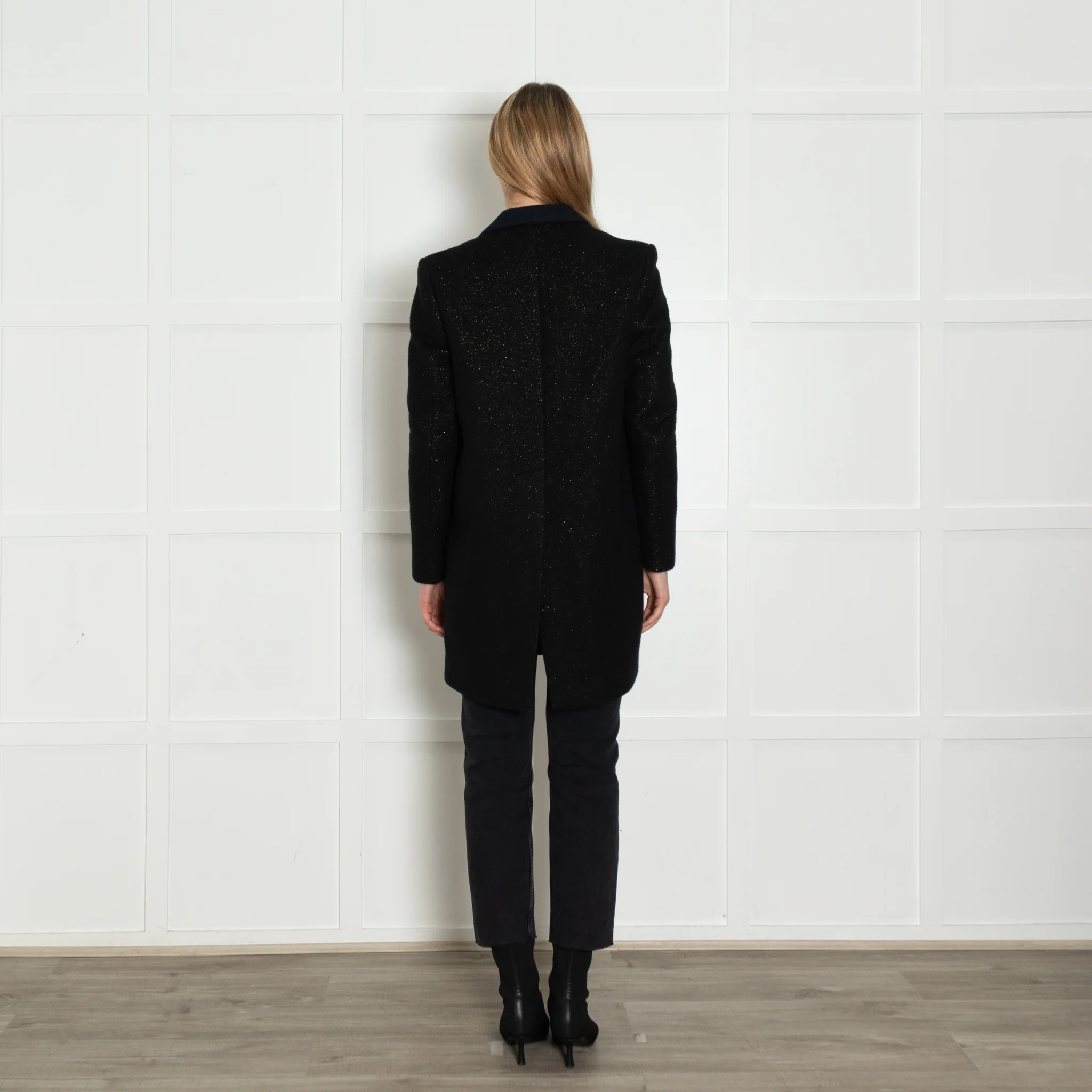 Golden Goose Black Wool Coat with Gold Fleck - Image 5